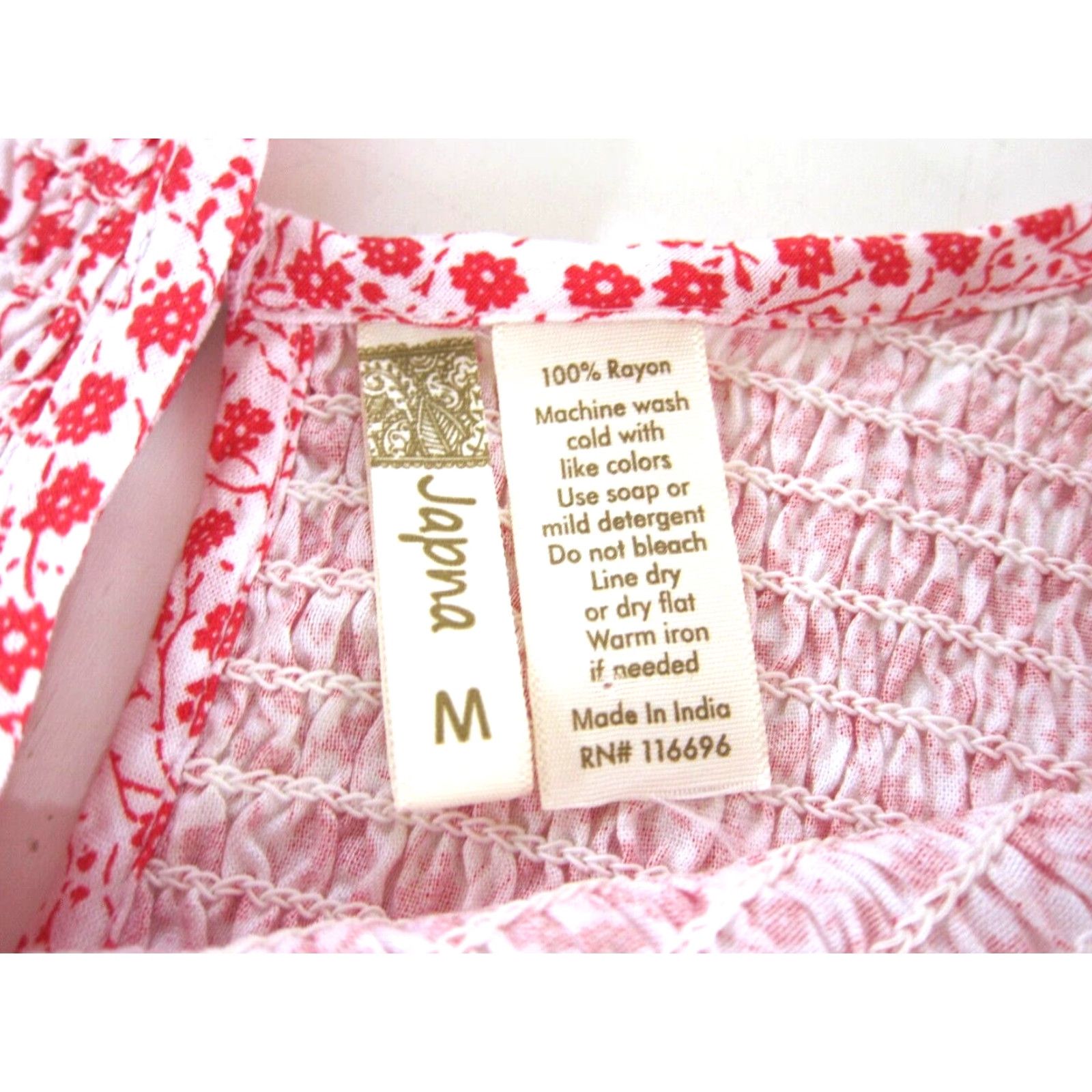 Vintage Japna Dress Japna 100% Rayon Red White Floral Stretch Cap Sleeve Tunic Bodycon Dress Medium Size M / US 6-8 / IT 42-44 - 4 Thumbnail