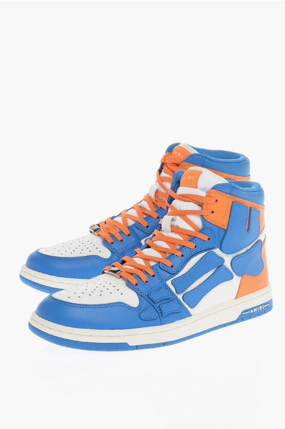 image of Amiri Og1Mm0424 High Top Sneakers In Blue/white/orange, Men's (Size 10)