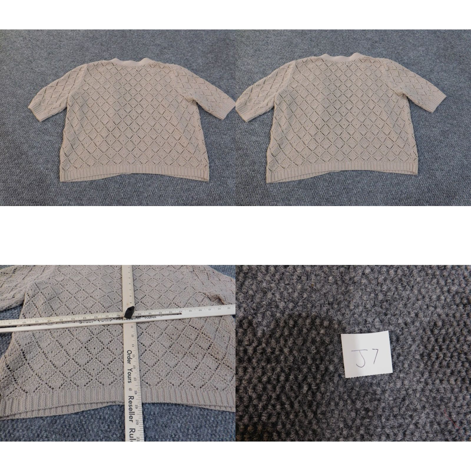 Jones New York Jones New York Sweater Cardigan Women L Beige Cotton Open Knit Logo Size L / US 10 / IT 46 - 8 Thumbnail