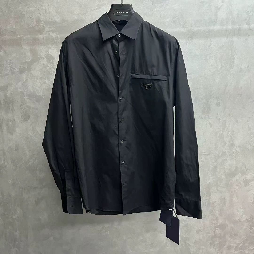 Prada prada logo long sleeve shirt in black Size US S / EU 44-46 / 1 - 1 Thumbnail