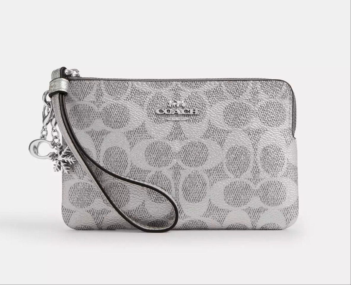 Coach Boxed Corner Zip Wristlet In Signature Canvas With Charms Size ONE SIZE - 2 Thumbnail