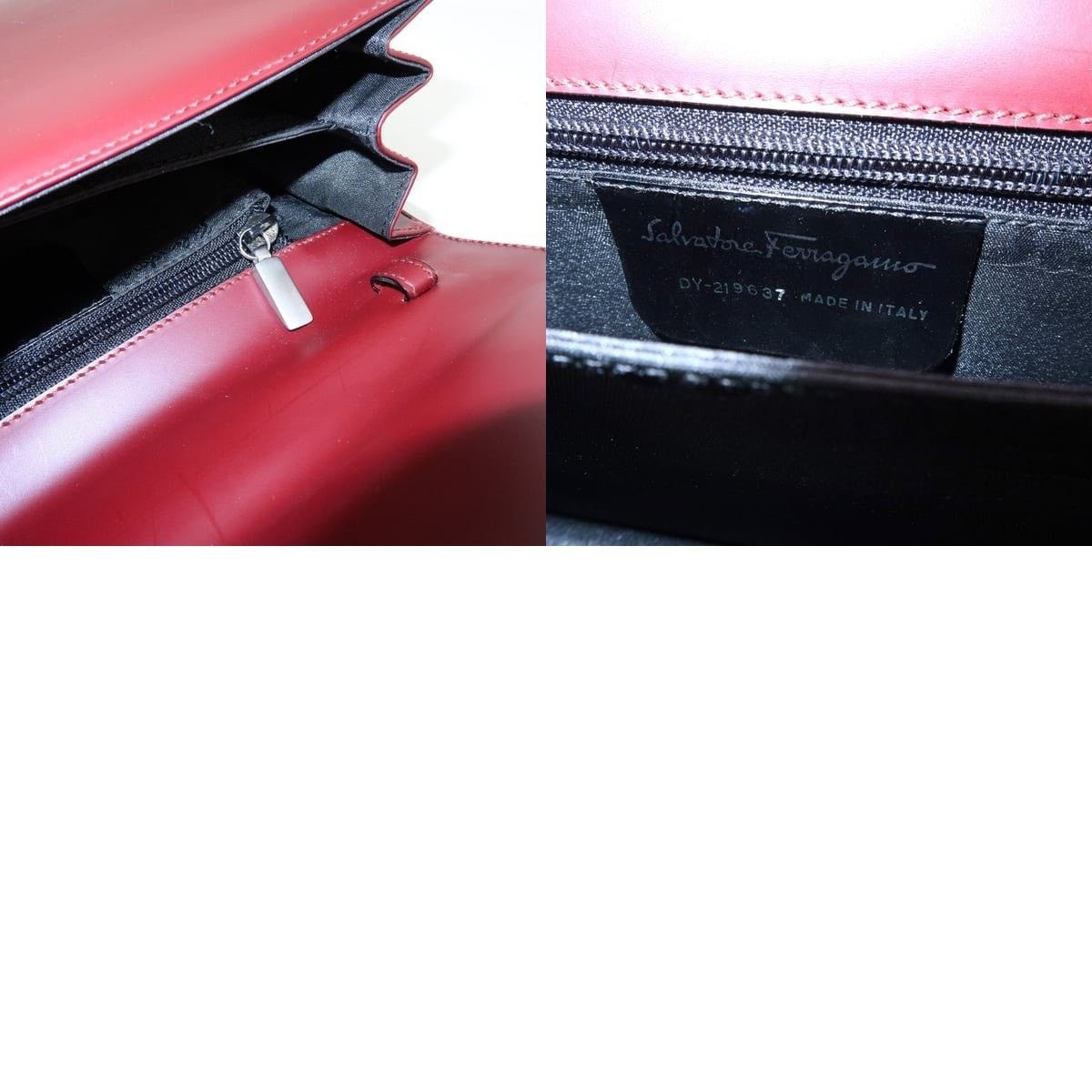 Salvatore Ferragamo Ferragamo Gancini Leather Top Handle Bag Burgundy Size ONE SIZE - 8 Thumbnail