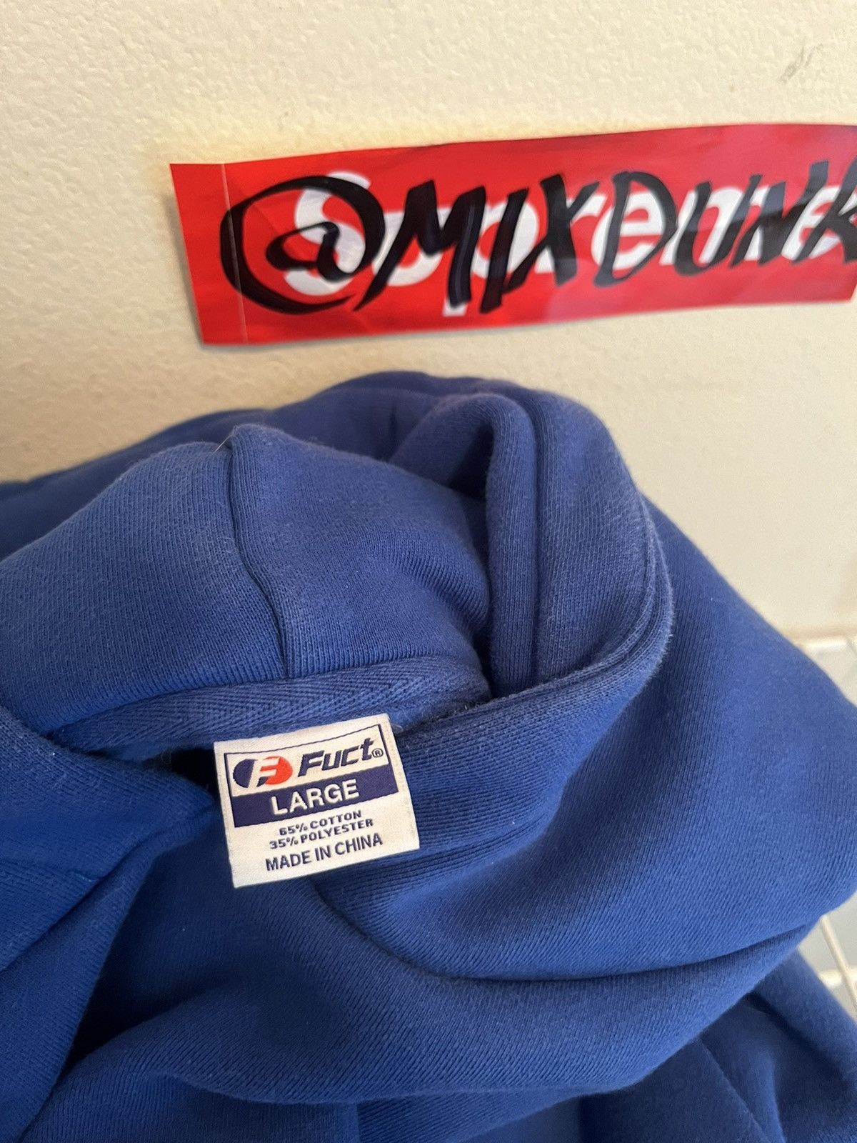 FUCT FUCT ACADEMY LOGO SATIN APPLIQUÉ HOODIE ROYAL BLUE LARGE Size US L / EU 52-54 / 3 - 3 Thumbnail
