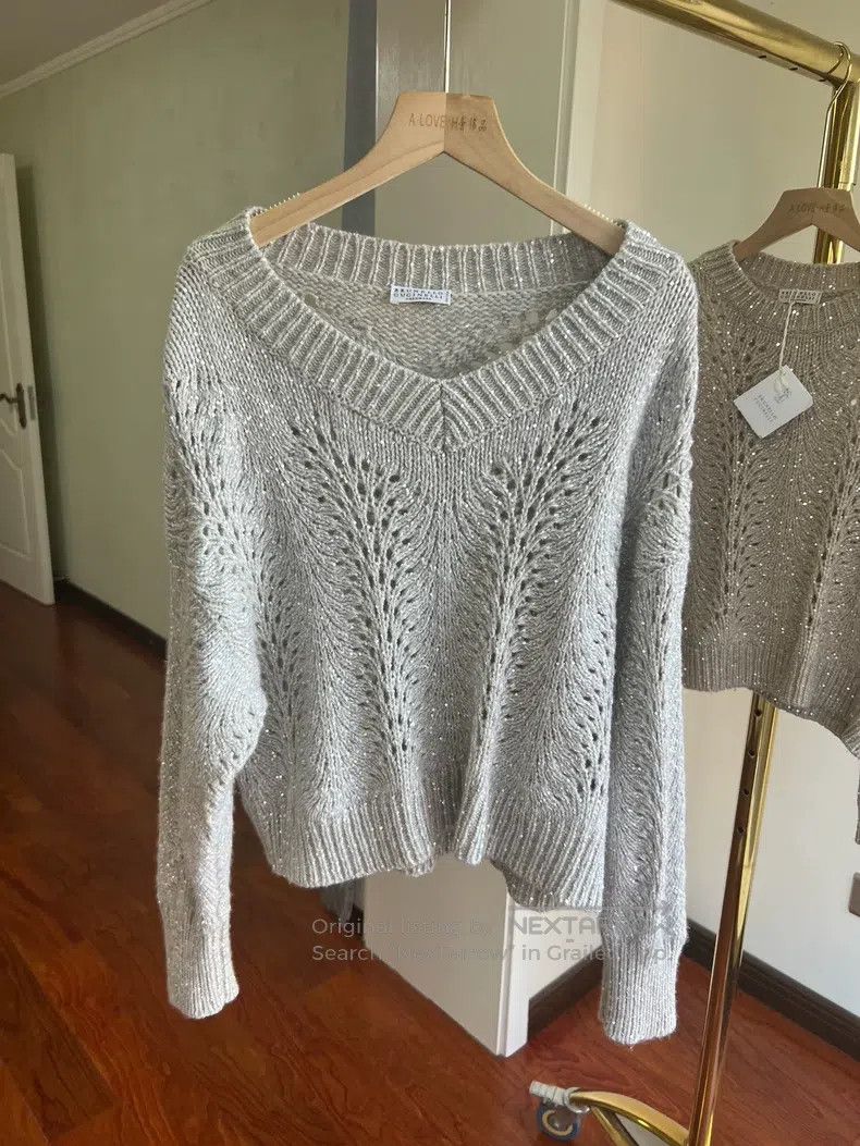 Brunello Cucinelli Brunello Cucinelli Iris Cashmere Glitter Sweater Size XS / US 0-2 / IT 36-38 - 2 Thumbnail