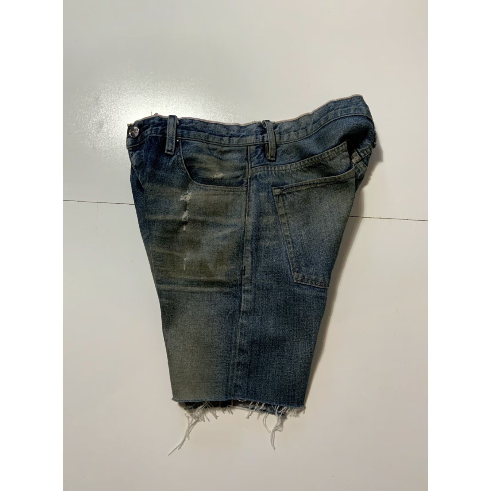 Denime Earnest Sewn Redline Selvedge Distressed Cutoff Button Fly Denim Jean Shorts 32 Men Size US 32 / EU 48 - 4 Thumbnail