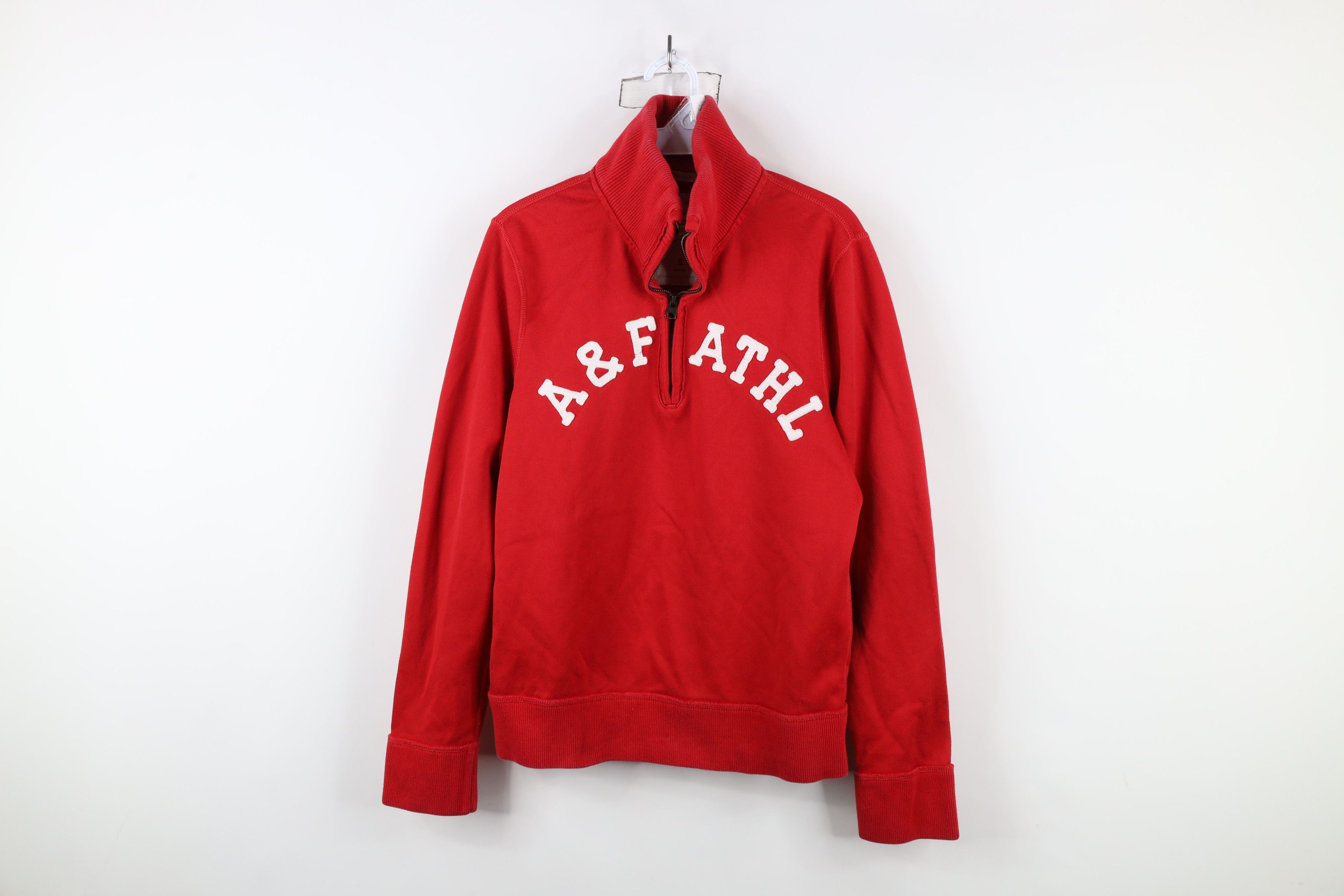 Abercrombie & Fitch × Vintage Vintage Y2K 90s Abercrombie & Fitch Half Zip Sweater Red Size US S / EU 44-46 / 1 - 1 Thumbnail