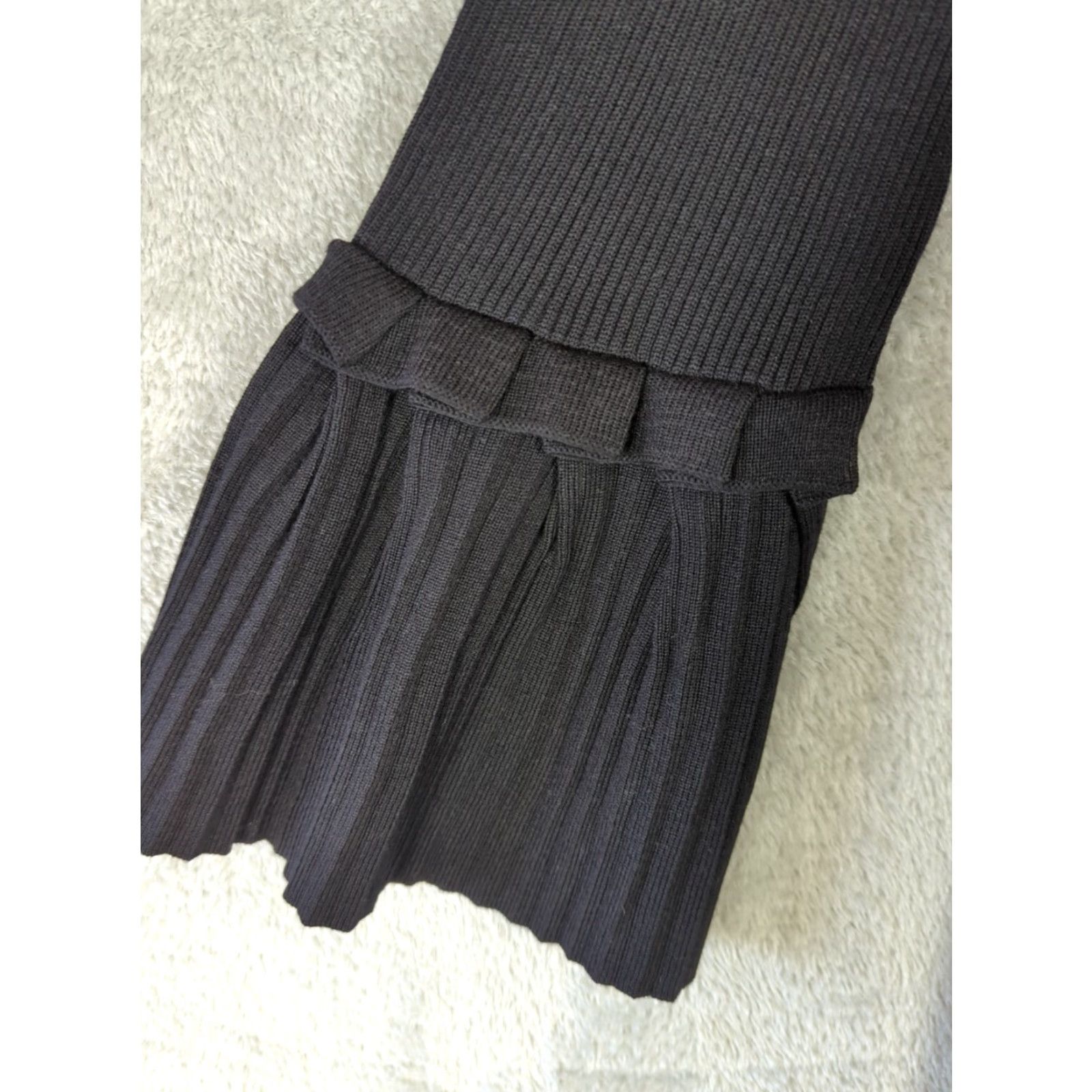Vintage Nina Leonard Sweater Dress Womens XL Black Ribbed Knit Bell Sleeve Boho classic Size XL / US 12-14 / IT 48-50 - 2 Thumbnail
