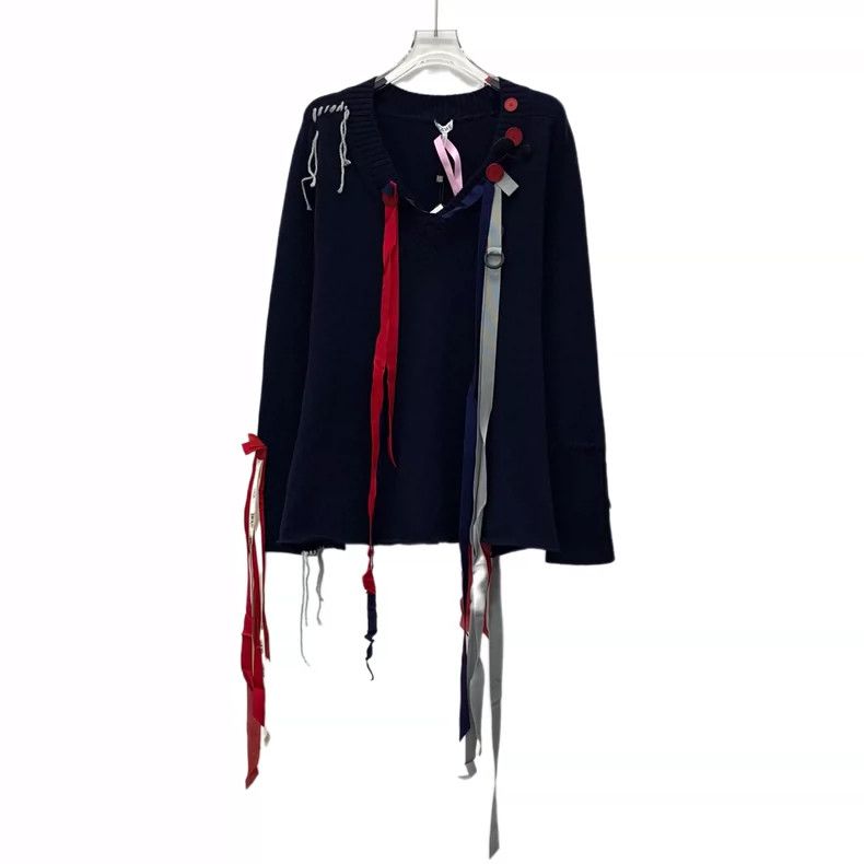 Loewe Loewe Dark blue wool button ribbon decorated long sleeve k Size XS / US 0-2 / IT 36-38 - 1 Thumbnail