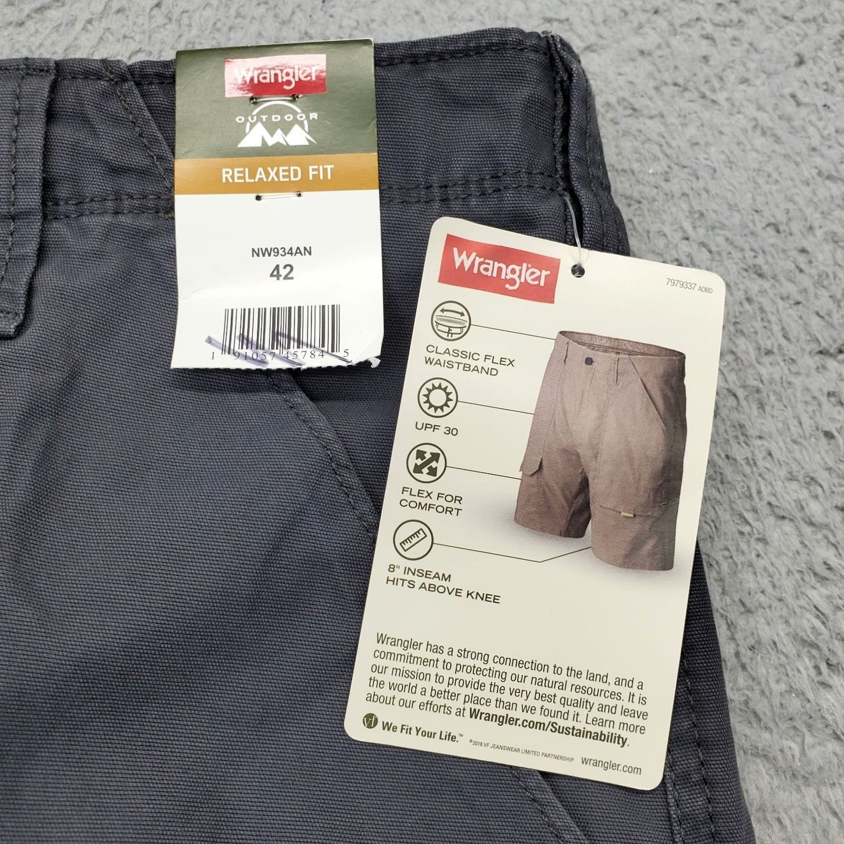 Wrangler Wrangler Shorts Mens 42 Gray UPF 30 Comfort Classic Flex Waistband NW934AN Size US 42 / EU 58 - 7 Thumbnail