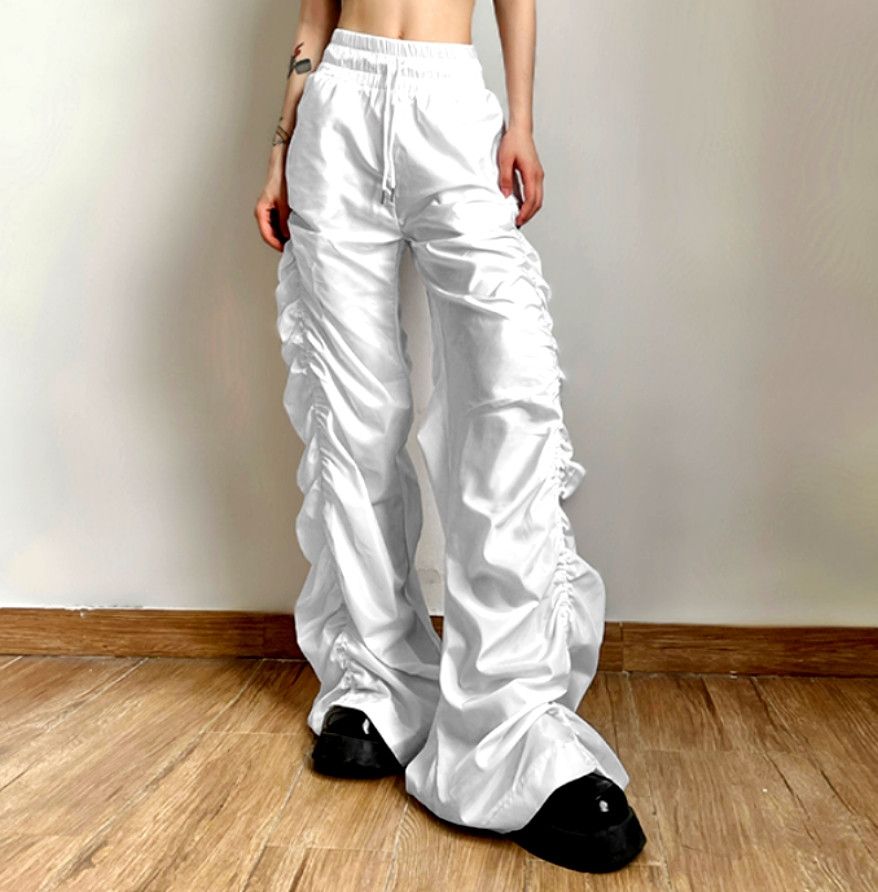 Designer × Japanese Brand × Vintage Vintage Baggy Punk Crinkle Sides Wide Leg Oversize Trousers Size 28" / US 6 / IT 42 - 2 Thumbnail