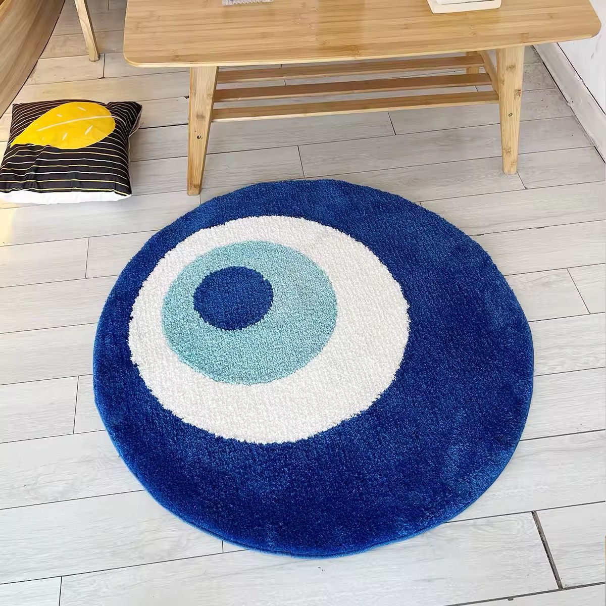 Handmade 3D Fluffy Evil Eye Circle Soft Carpet Rug Size ONE SIZE - 4 Thumbnail