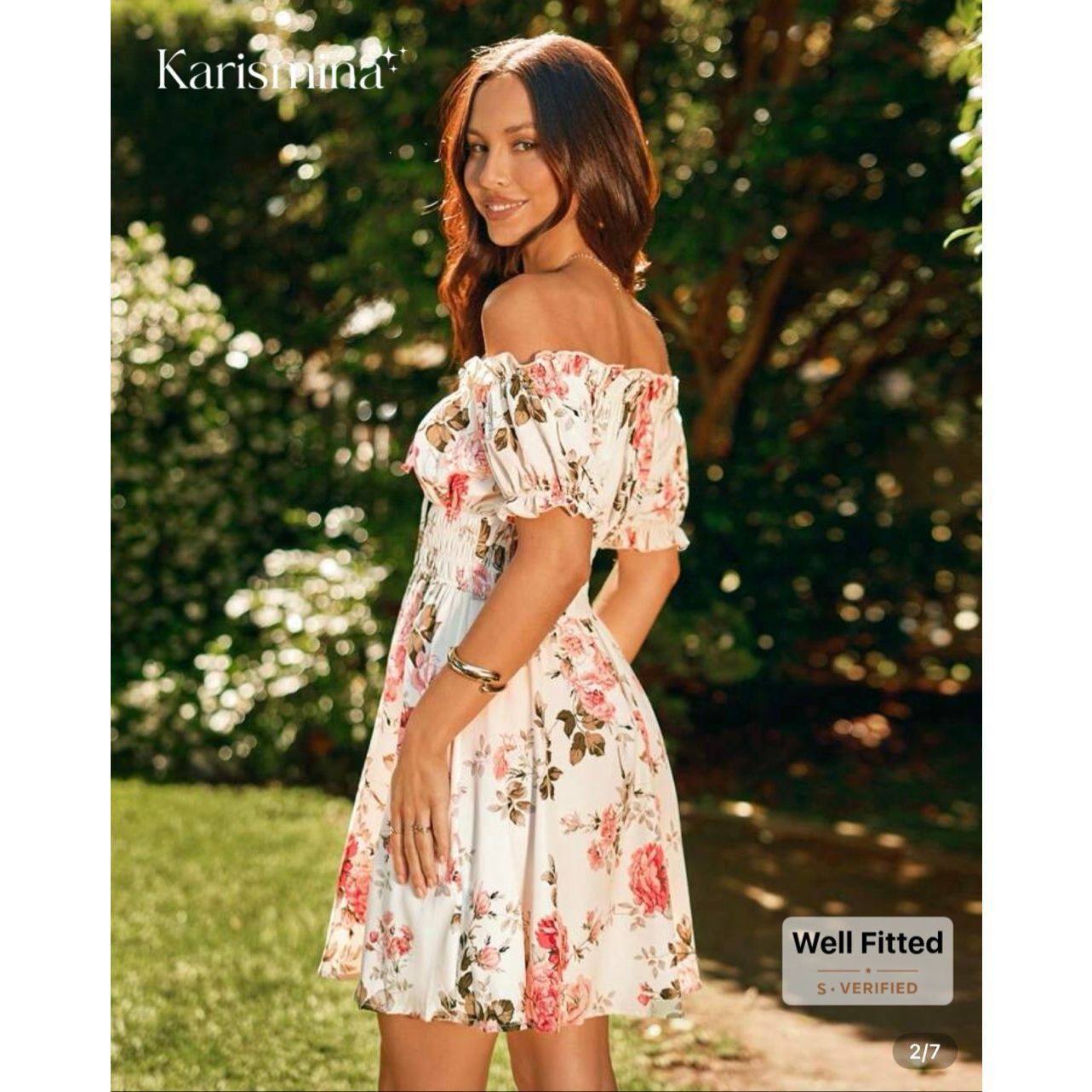 Shein KARISMINA Vacation Spring/Summer Floral Printed Woven Off-Sh Size L / US 10 / IT 46 - 4 Thumbnail