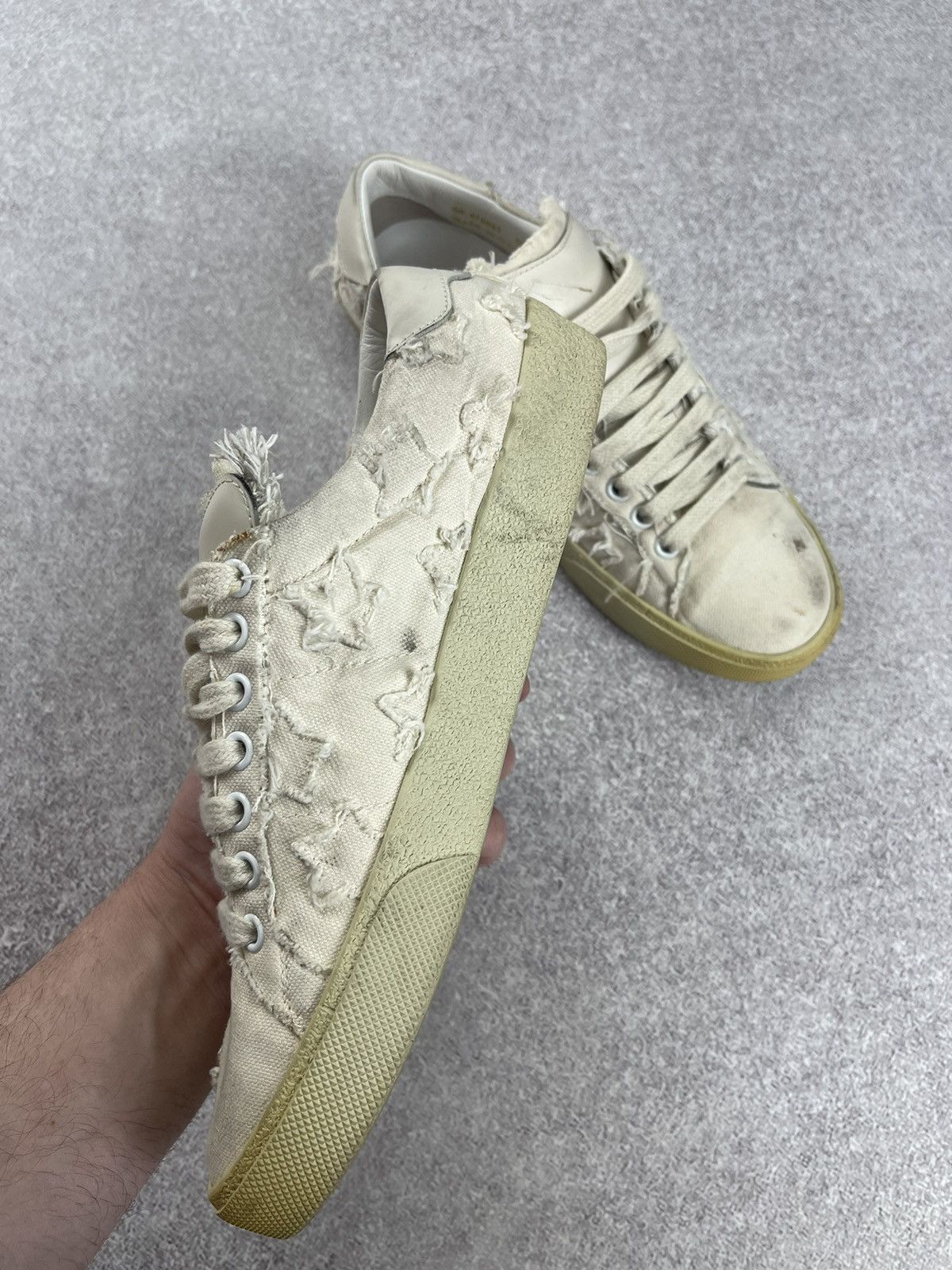 Saint Laurent Paris × Yves Saint Laurent Saint Laurent Paris Distressed Denim Sneakers Size 38 Size US 8 / IT 38 - 14 Thumbnail