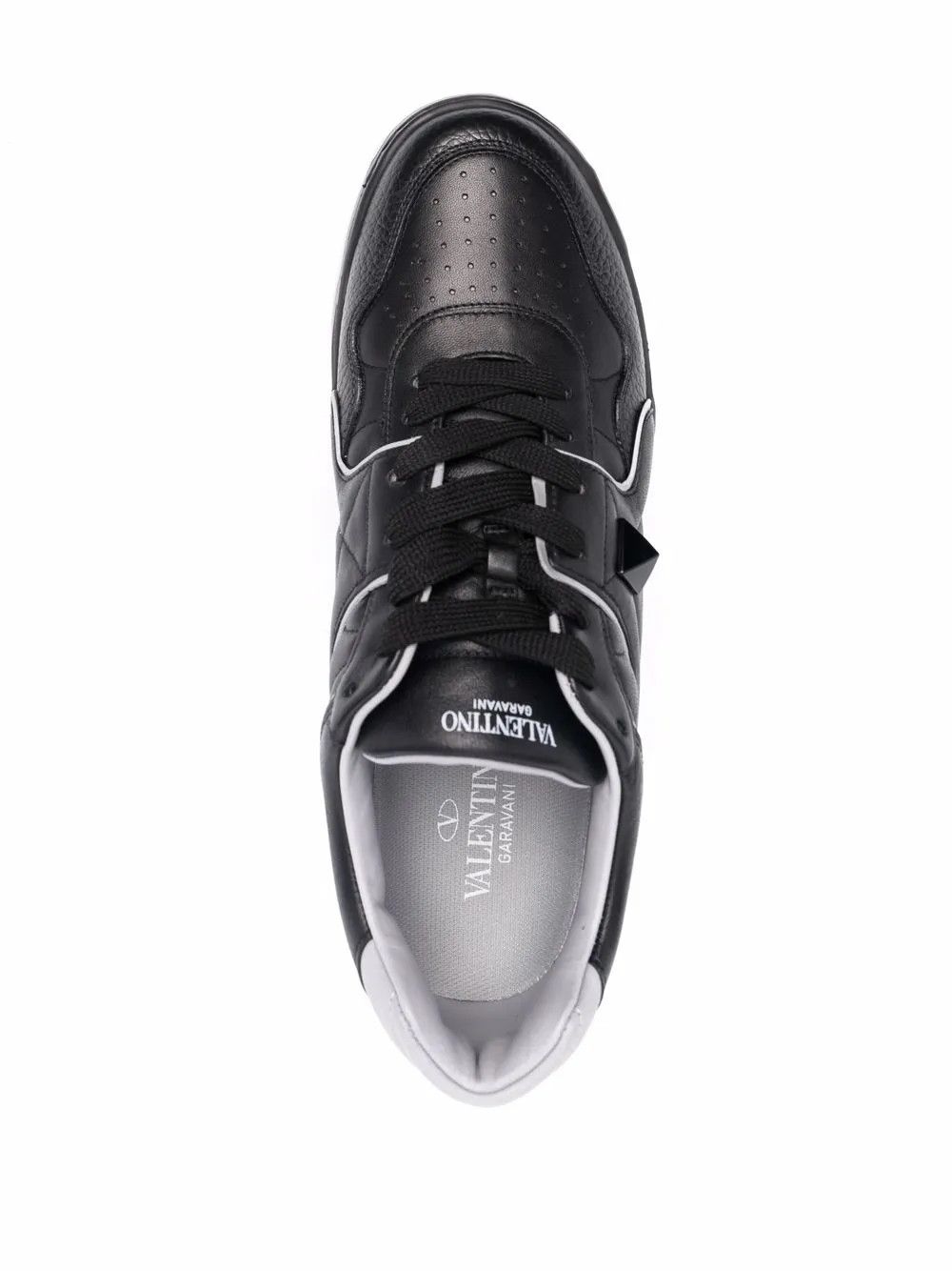 Valentino o1y0525 Logo Leather Low-Top Sneakers in Black/Gray Size US 11 / EU 44 - 4 Thumbnail