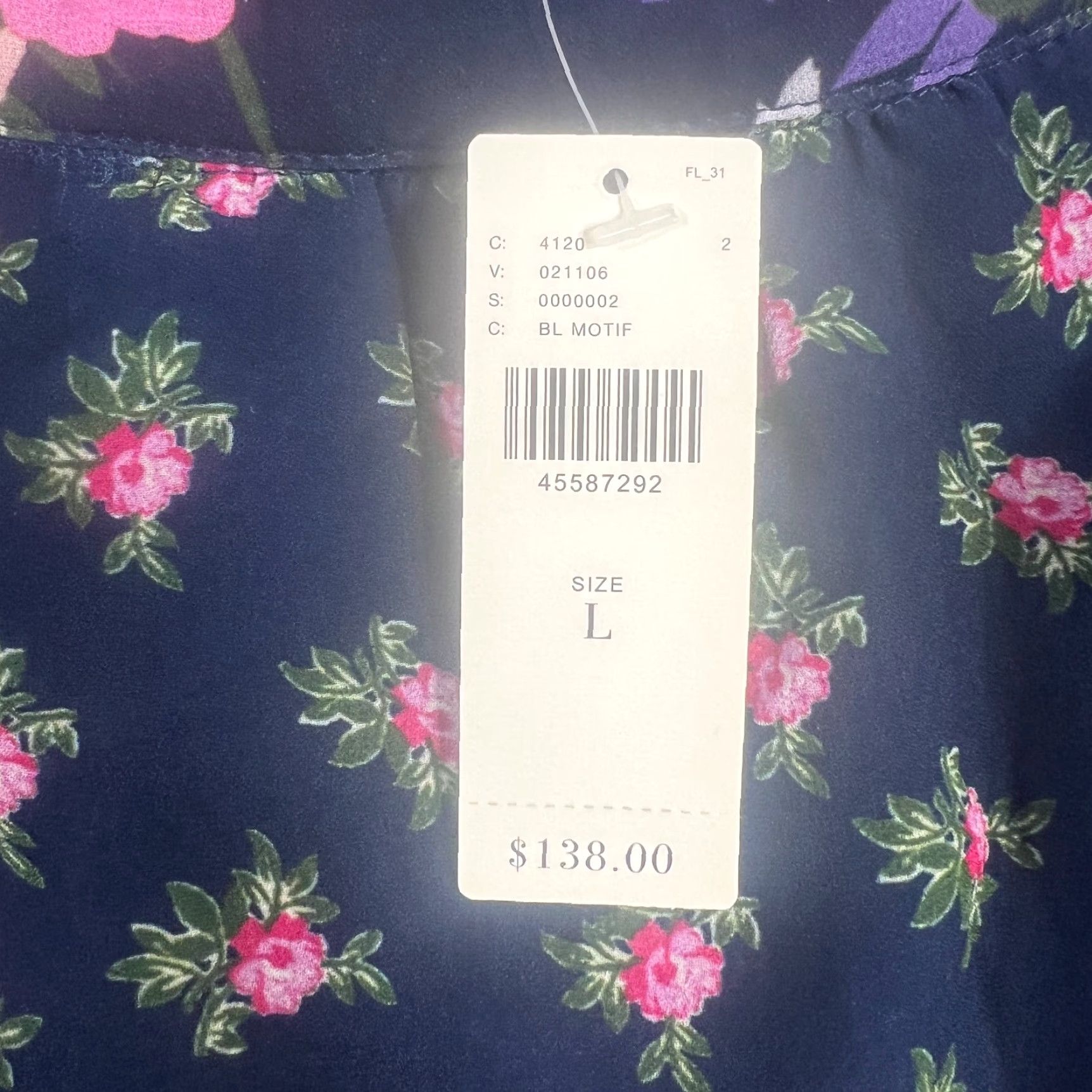 Anthropologie One September Floral Melody Skirt Size L Navy Blue Pink Tiered Anthropologie Size 36" / US 14 / IT 50 - 4 Thumbnail