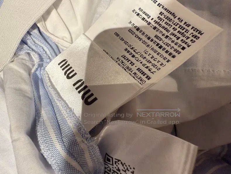 Miu Miu Miu Miu 38 Blue letter striped drawstring shorts Size 23" - 5 Thumbnail
