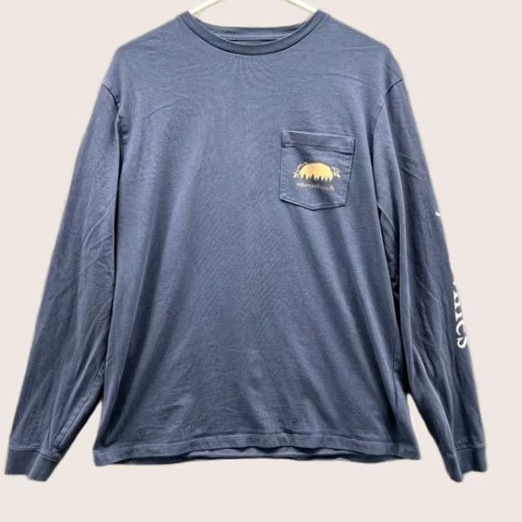 Vineyard Vines Vineyard Vines Shirt Mens Medium Navy Long Sleeve Pocket Graphic Camping Truck Shirt Size US M / EU 48-50 / 2 - 1 Thumbnail