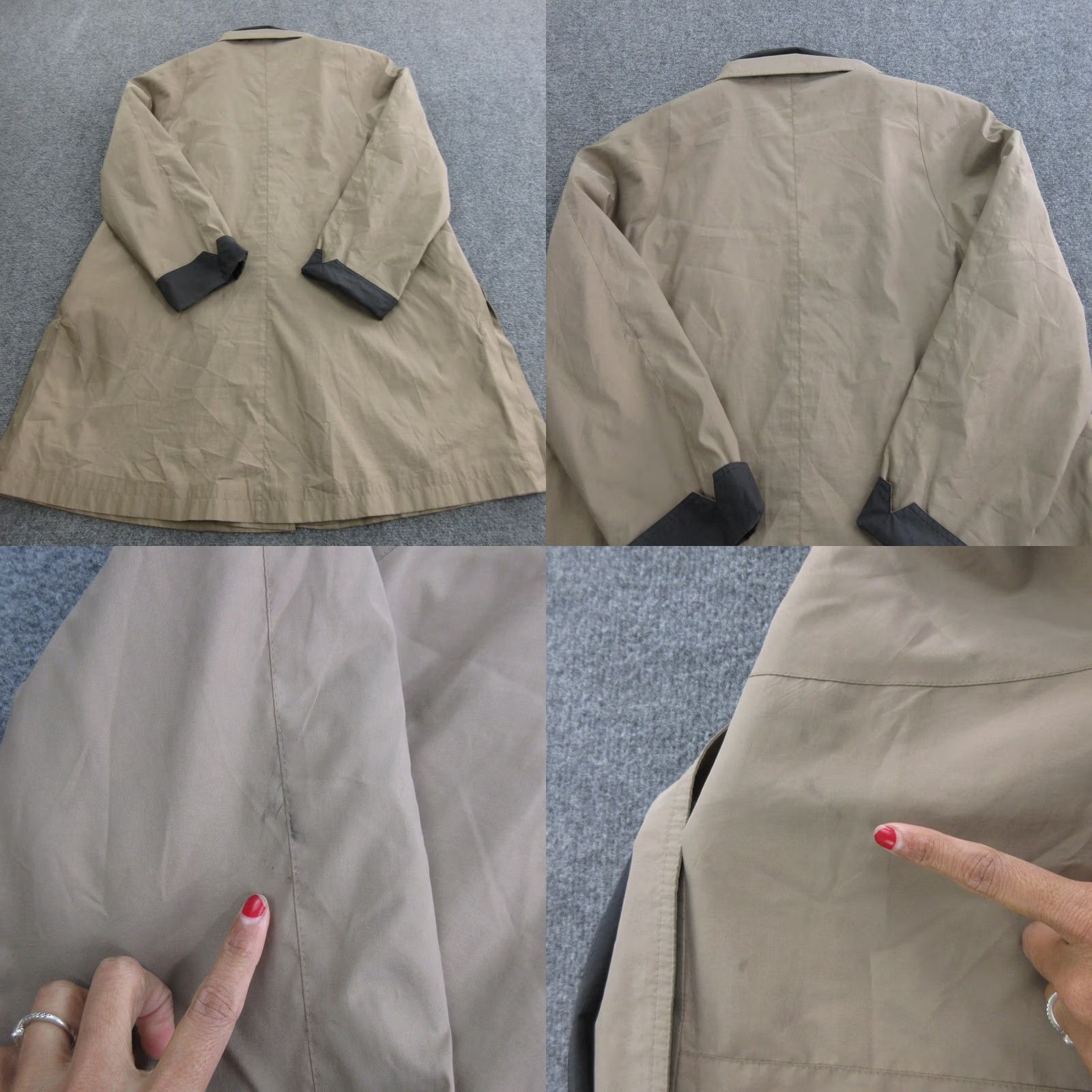 Rains Junge Coat Womens 6 Beige Microfiber Rain Mid Length Zip Pockets Collared Lined Size M / US 6-8 / IT 42-44 - 10 Thumbnail