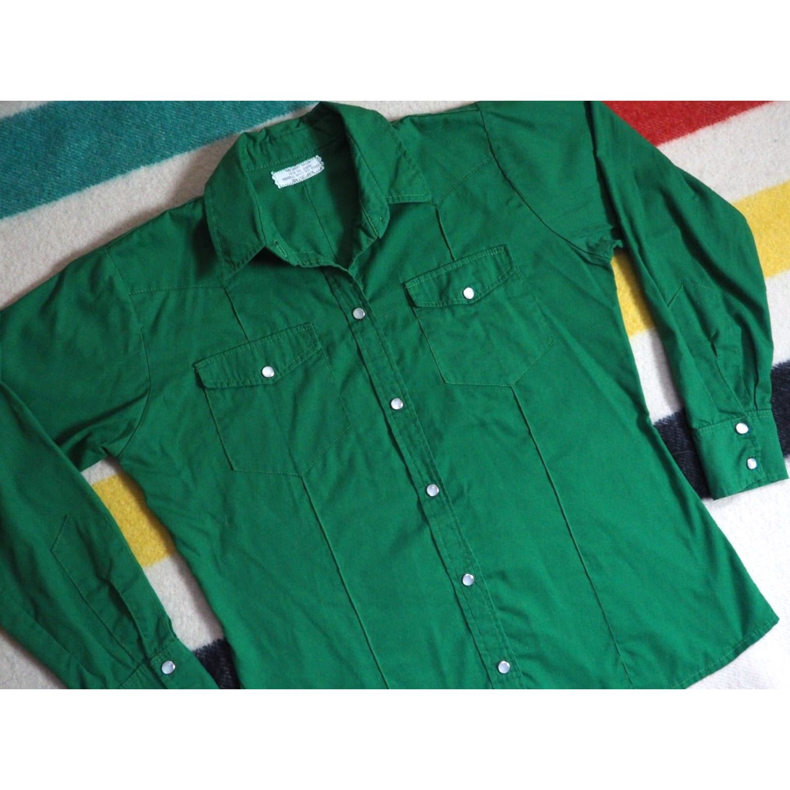 Vintage VINTAGE Shirt Shack Western Pearl Snap Shirt Womens L Green 70s 80s Cowboy Casual Cotton Blend Shirt Shack Mens Womens Boys Girls Size L / US 10 / IT 46 - 2 Thumbnail