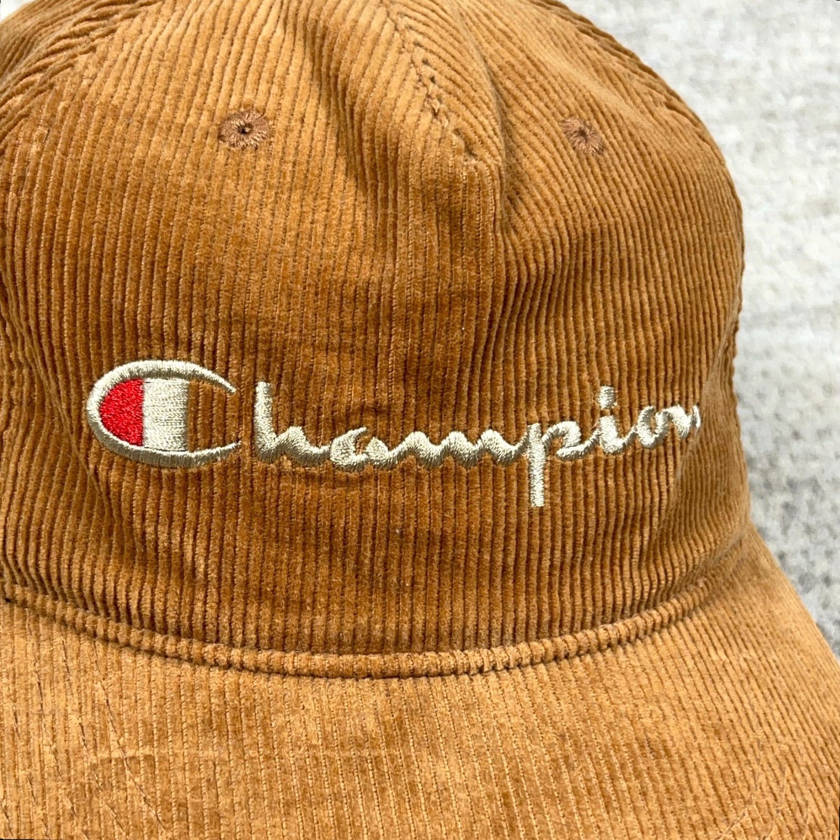 Champion Champion Hat Cap Leather Strap Back Brown Corduroy Dad Adjustable Mens Cord Size ONE SIZE - 3 Thumbnail