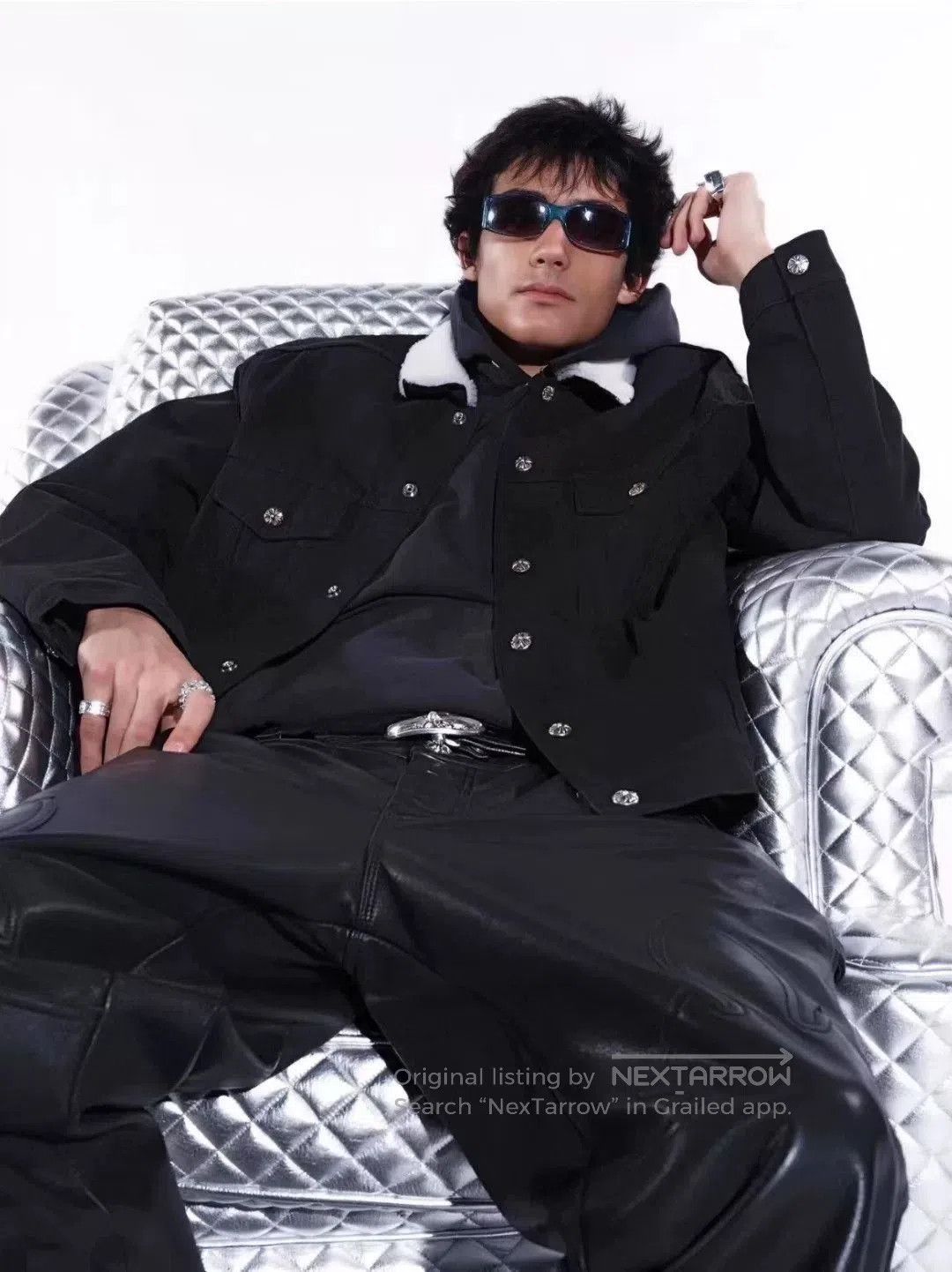 Chrome Hearts Chrome Hearts Shearling Black Denim Jacket. Size US L / EU 52-54 / 3 - 8 Thumbnail