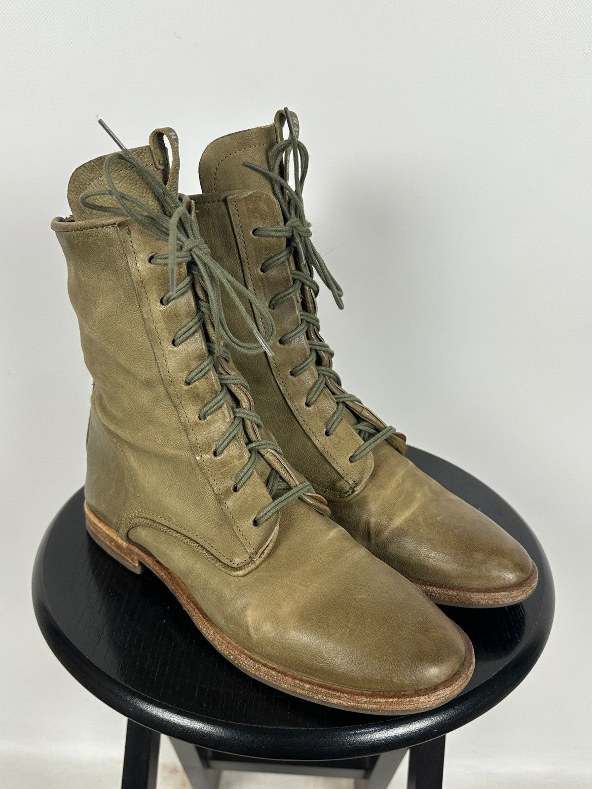 A.S.98 A.S.98. Airstep Olive Green Leather Back Zipper Ankle Boots Size US 11 / IT 41 - 7 Thumbnail