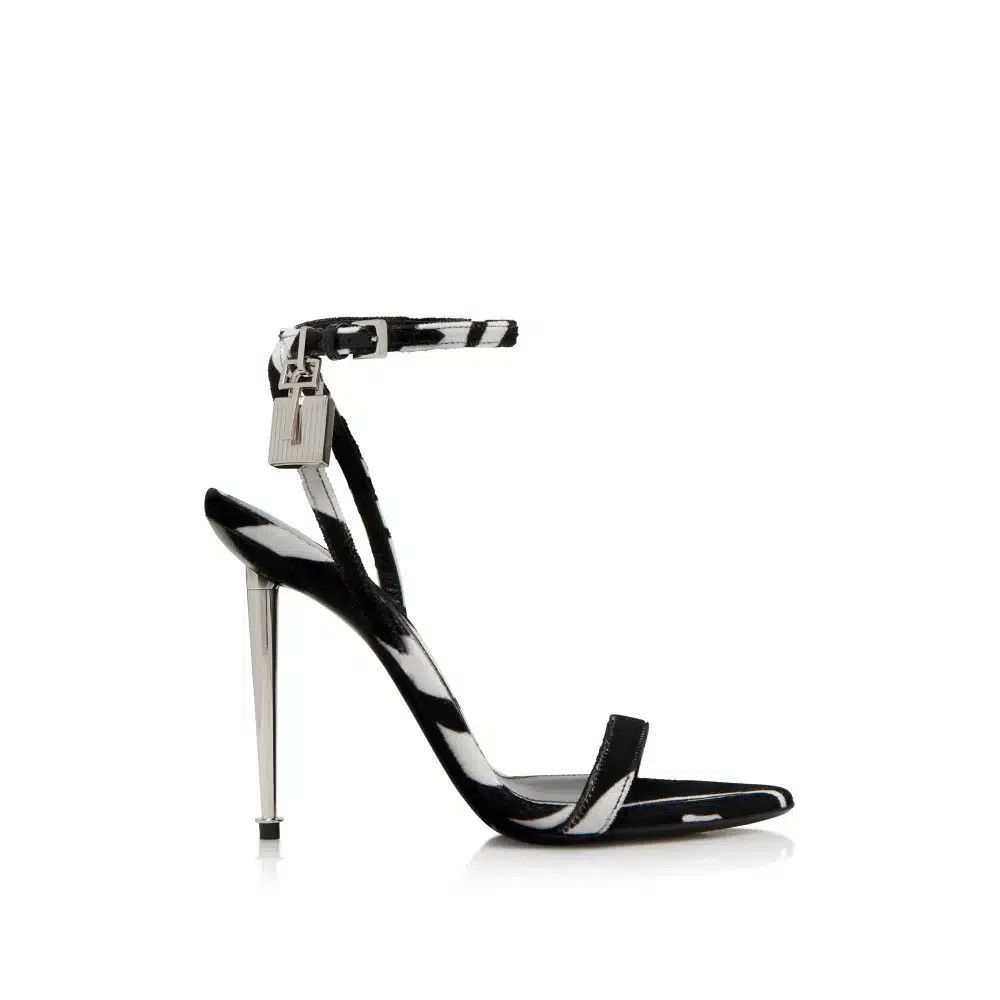 Tom Ford o1loc1c1124 W2272 Padlock Naked Sandals in White Black Size US 6 / IT 36 - 1 Thumbnail
