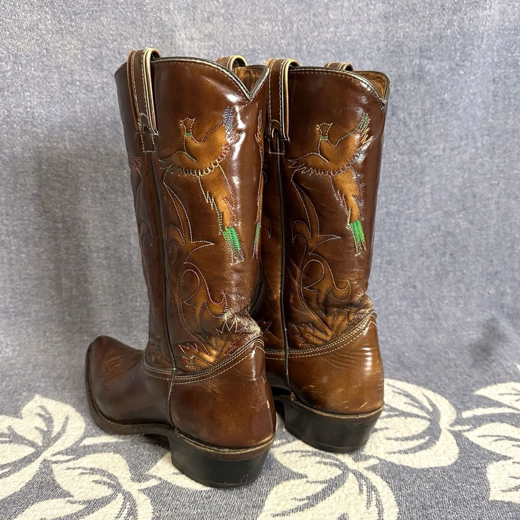 Imperial VINTAGE Cowboy Boots Main Brand Texas Western Boot Men 9 D Brown Leather Patent Embroidery Cowboy 90s USA Size US 9 / EU 42 - 5 Thumbnail