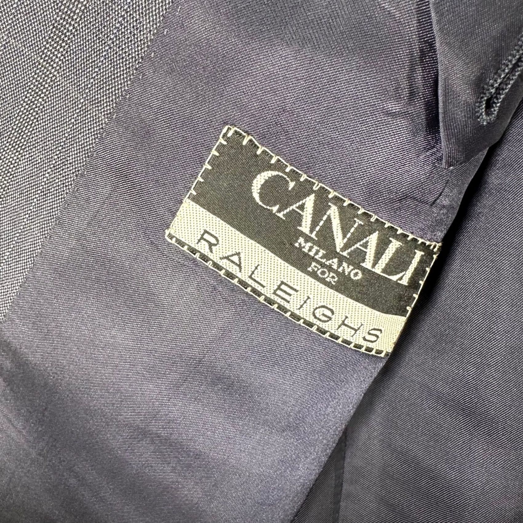Canali Canali Milano for Raleighs Mens Sport Coat Gray Plaid Two-Button Notch Lapel Wool Blazer Jacket Regular Size 40 Mens Size 40R - 6 Thumbnail