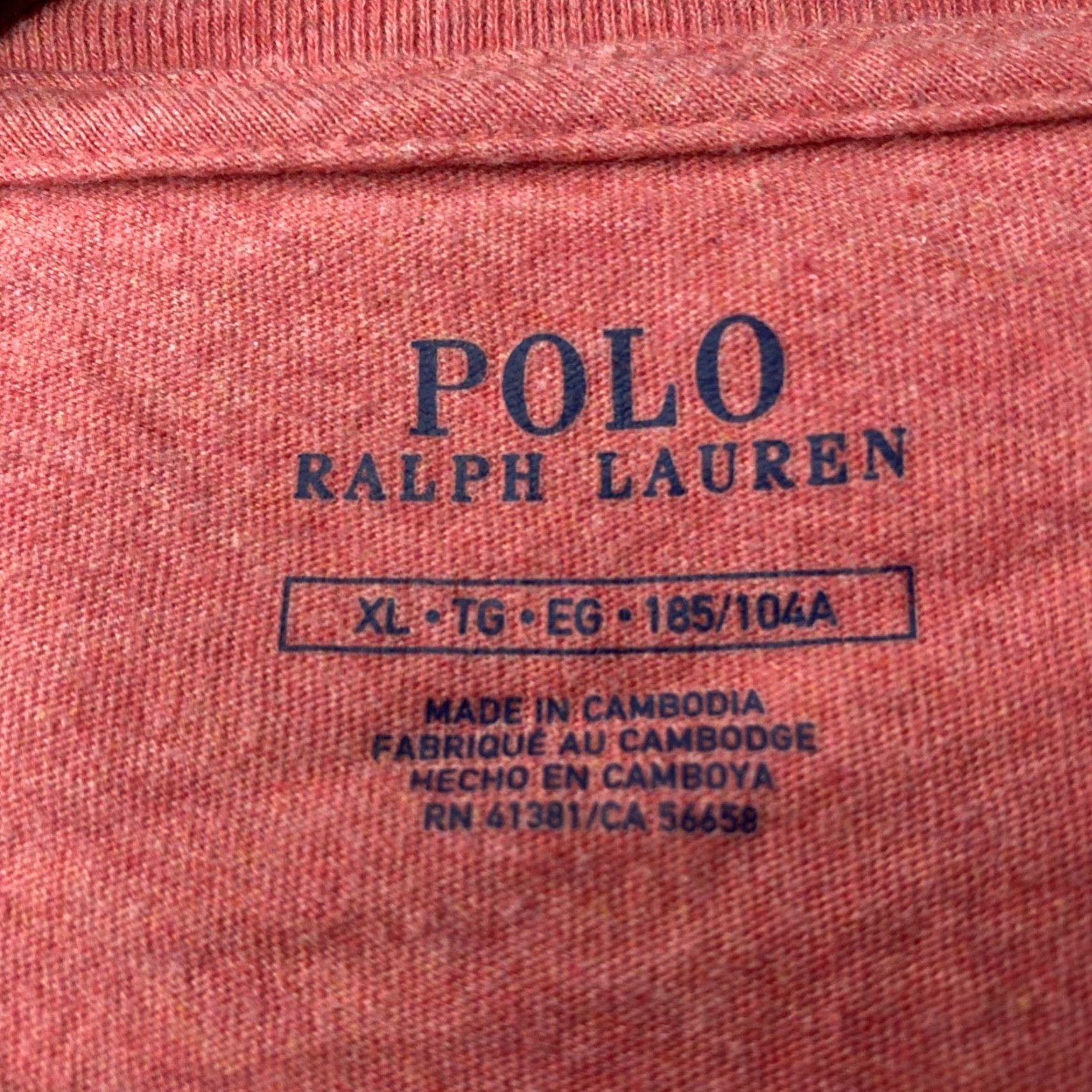 Ralph Lauren VINTAGE Polo Ralph Lauren Mens T Shirt Large Heathered Red Light Weight Stretch Size US L / EU 52-54 / 3 - 3 Thumbnail
