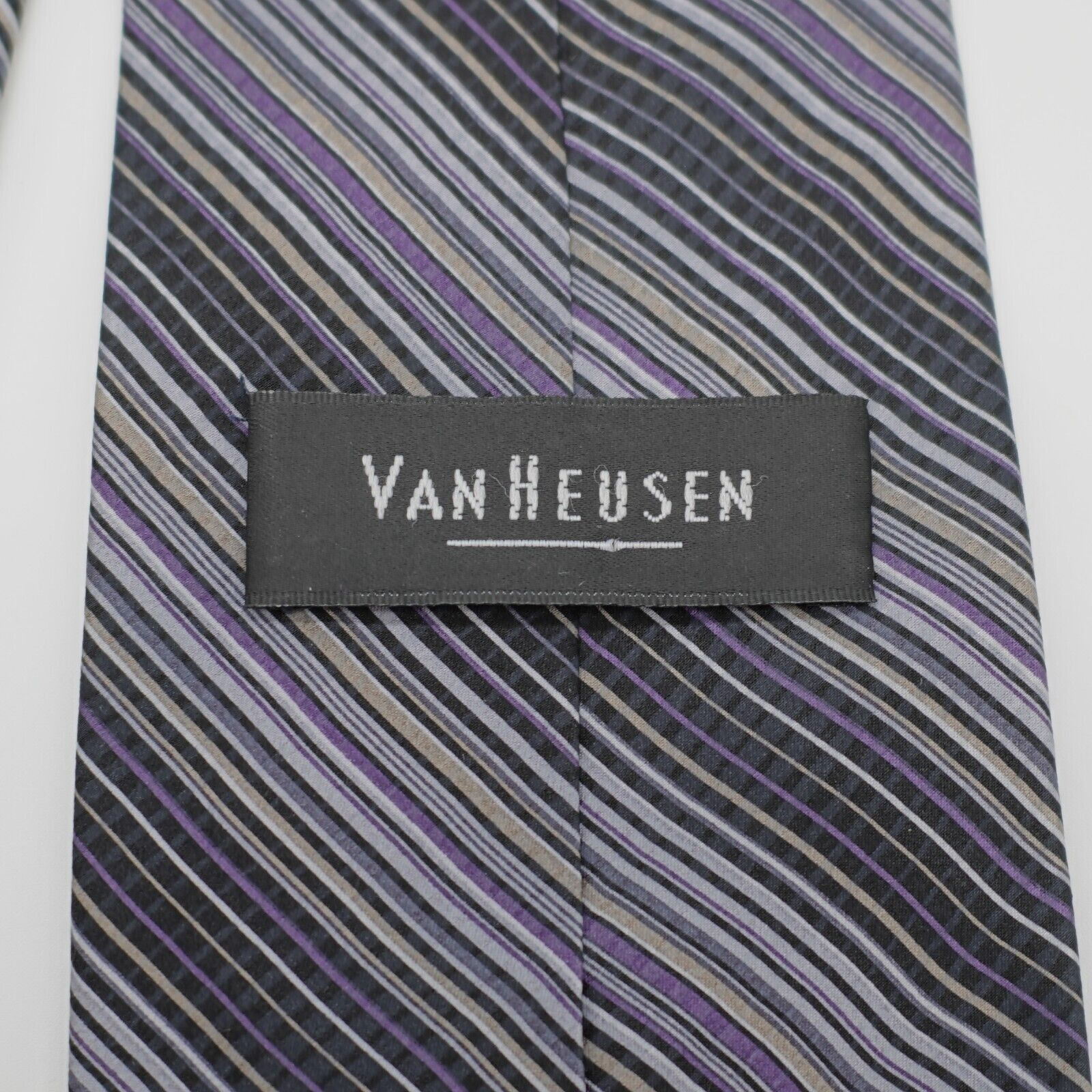 Van Heusen Van Heusen Black Purple Tan Striped Print Stain Resistant Wi Size ONE SIZE - 3 Thumbnail