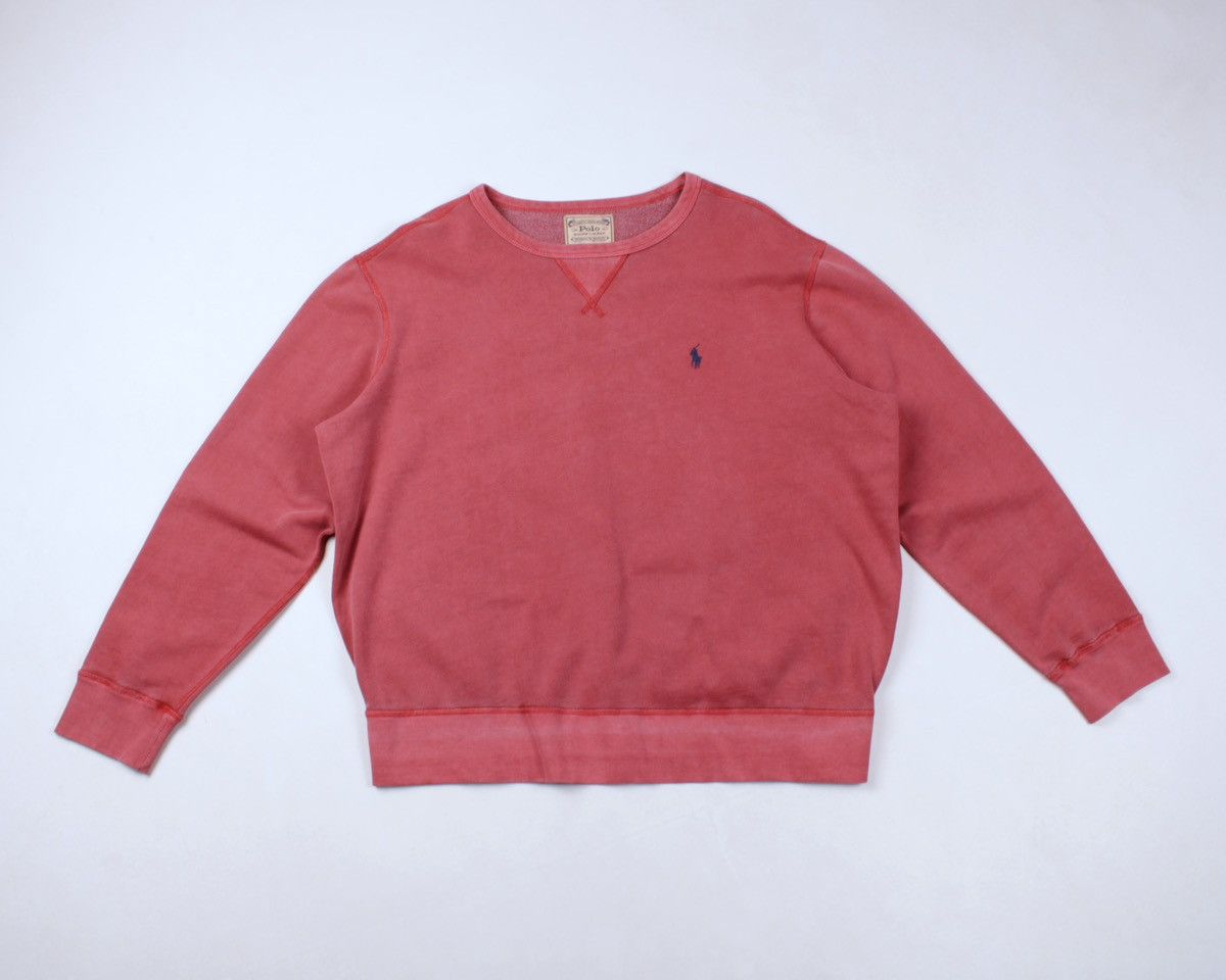 Polo Ralph Lauren × Ralph Lauren POLO Ralph Lauren Washed Red Garment Dyed Fleece Sweatshirt Size US XL / EU 56 / 4 - 11 Thumbnail
