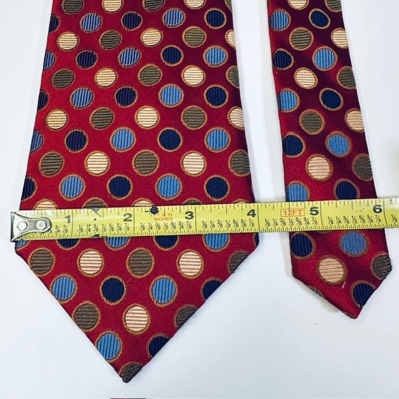 Other Meeting Street Men's Neck Tie 100% Silk Hand Made Red w/Dots Size ONE SIZE - 4 Thumbnail