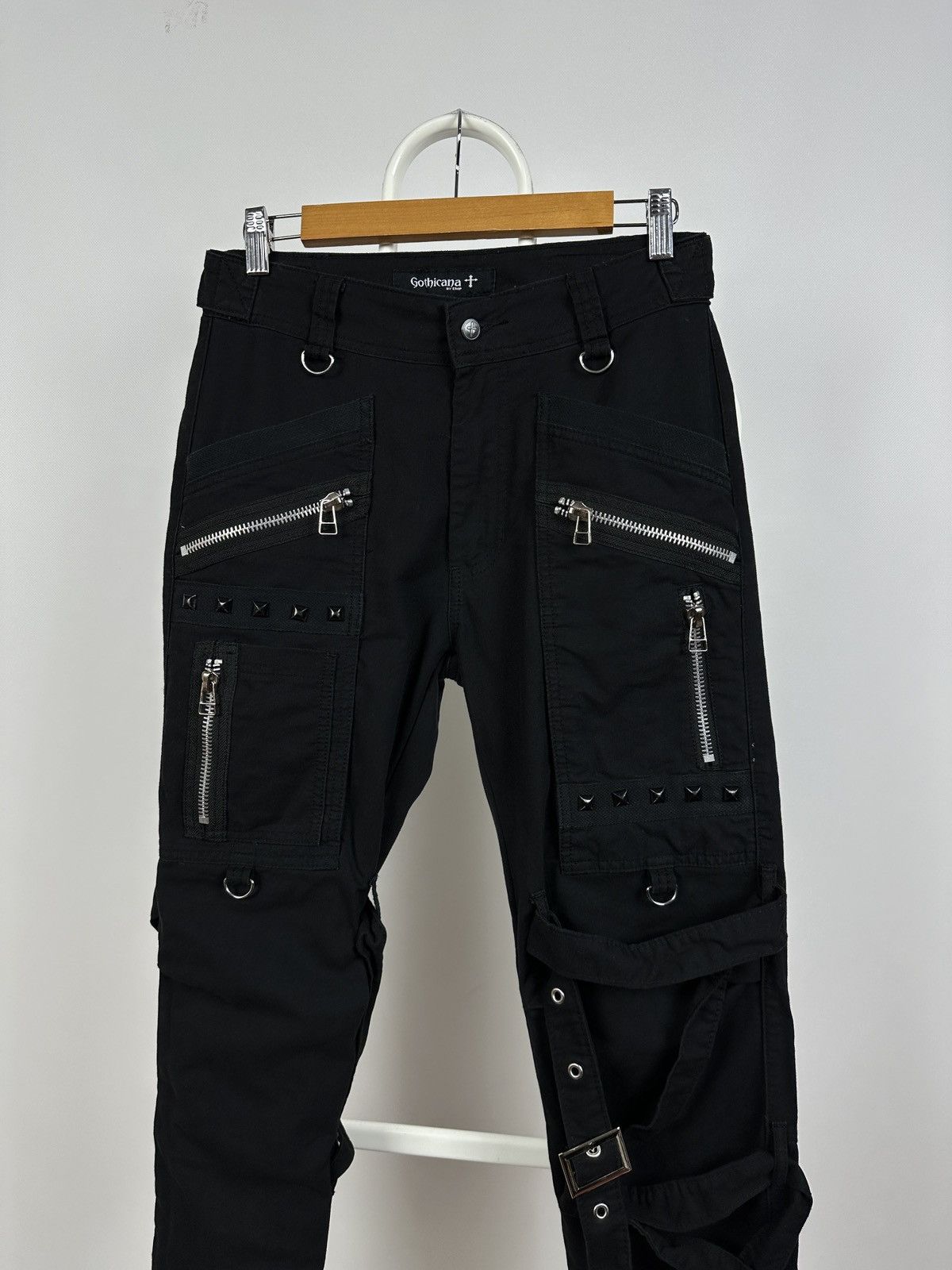 Japanese Brand Vintage Gothicana By EMP Punk Bondage Black Cargo Pants Size US 30 / EU 46 - 7 Thumbnail