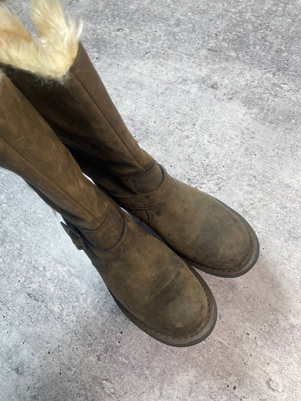 A.S.98 Vintage Caterpillar Faux Fur AS98 Style High Belt Boots Y2K Size US 8 / IT 38 - 2 Thumbnail