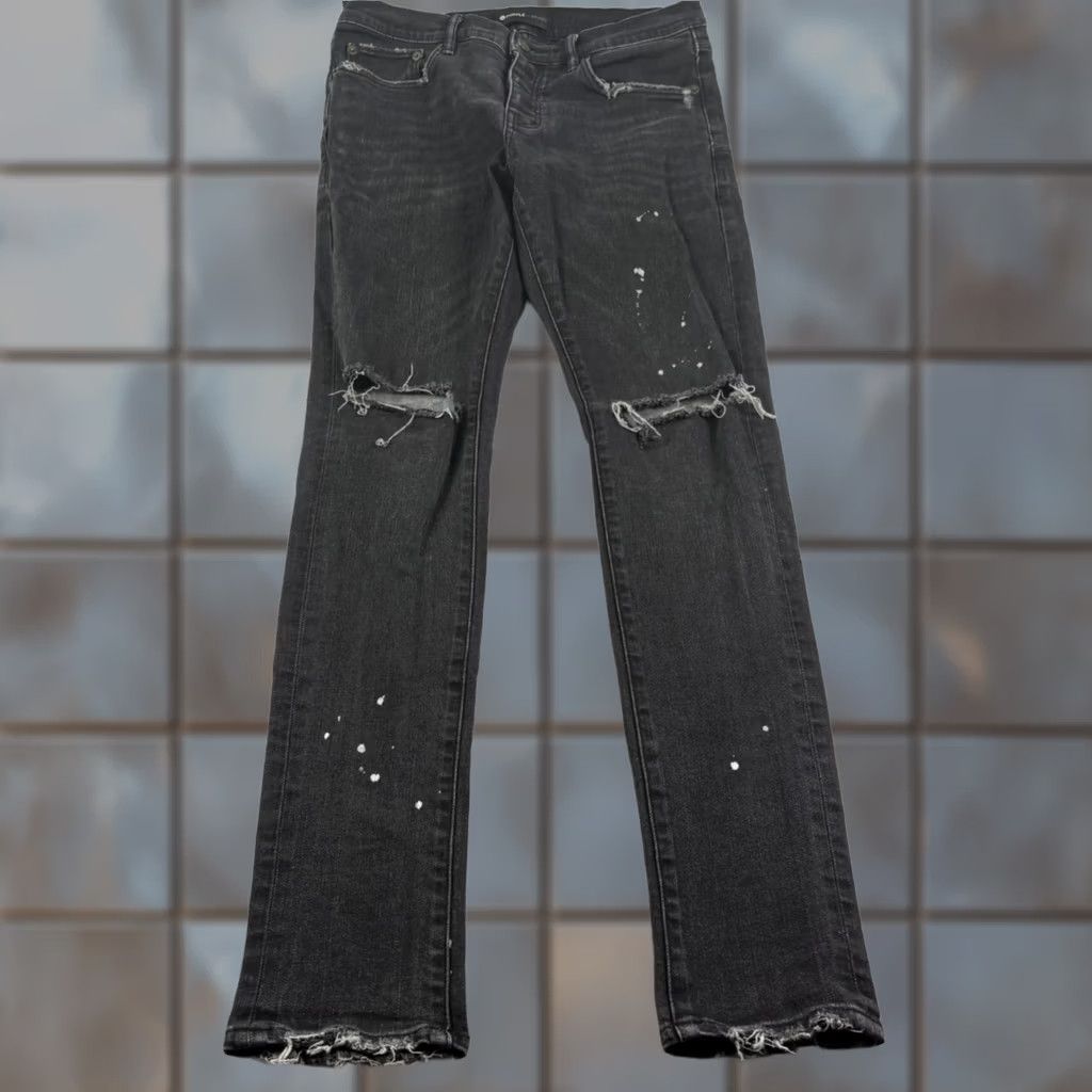 J Brand Purple Brand Jeans Skinny Denim Mens 30x32 Black Distressed Paint Splatter 30 32 Cotton Denim Slim Style Regular Button Closure Mens Size US 30 / EU 46 - 1 Thumbnail
