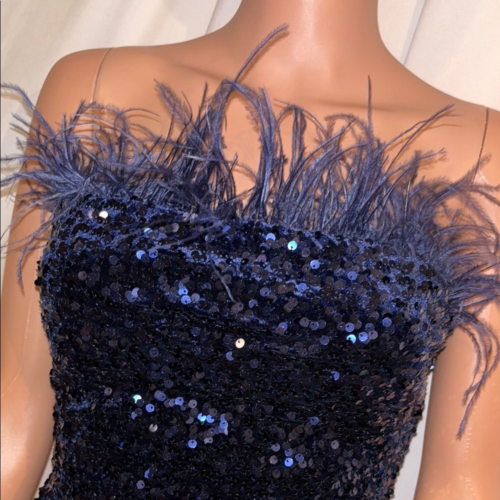 The Unbranded Brand B Darlin Navy Sequin Strapless Dress Size 6 Size M / US 6-8 / IT 42-44 - 3 Thumbnail