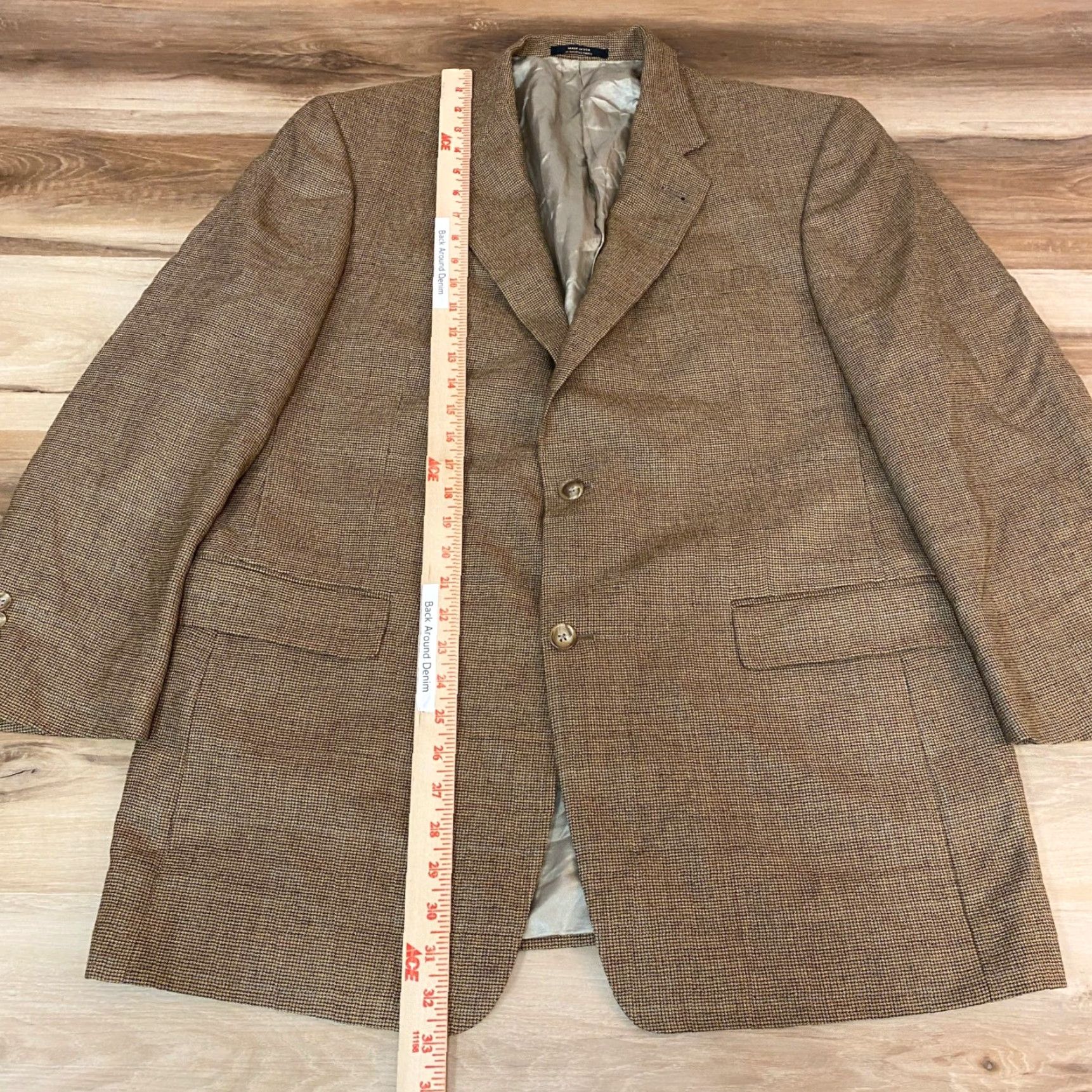 Hart Schaffner Marx Hart Schaffner Marx Sport Coat Mens 42R Brown Blazer Wool Blend Tweed Check Wool Blazer 42R Mens Business Casual Suit Jacket Coat Size 42R - 6 Thumbnail