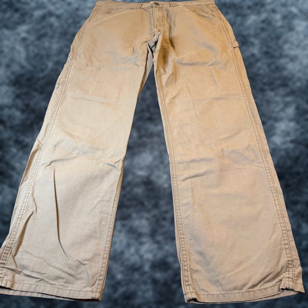 The Mountain Blue Mountain Carpenter Pants Mens 34x32 Tan Canvas Utility Work Straight Fit Size US 34 / EU 50 - 1 Thumbnail