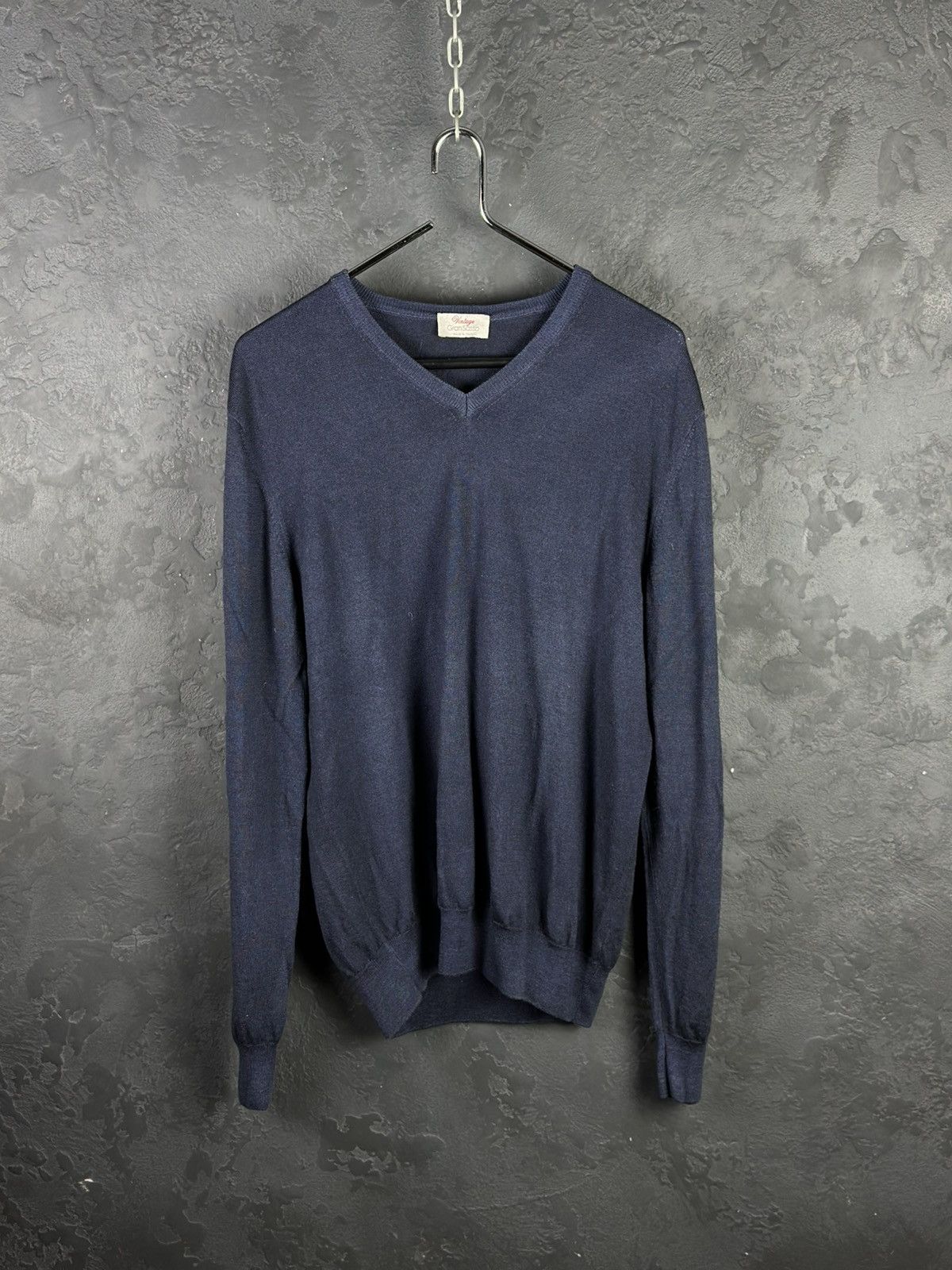 Gran Sasso × Vintage Vintage Gran Sasso Gray Merino Wool V Neck Sweater Men's 54 Size US L / EU 52-54 / 3 - 1 Thumbnail