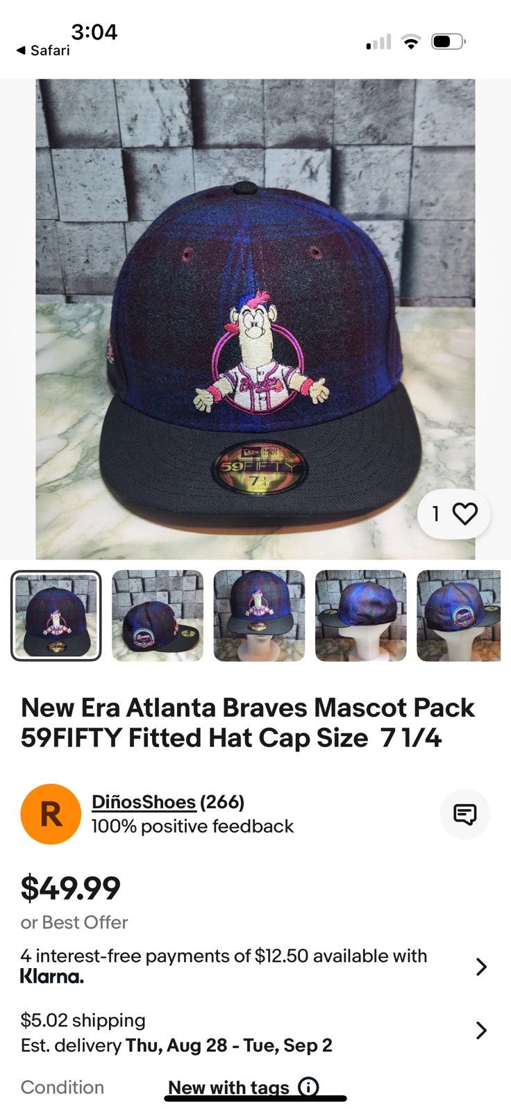 New Era NEW ERA ATLANTA BRAVES MASCOT 59FIFTY HAT SIZE 7 1/2 Size ONE SIZE - 5 Thumbnail