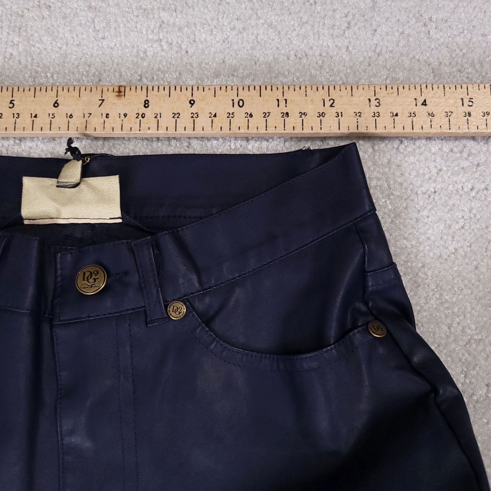 Vintage DG2 By Diane Gillman Pants Faux Leather Polyurethane Stretch Women's 2P Blue Pants Skinny Regular 2P Blue Womens Size 26" / US 2 / IT 38 - 5 Thumbnail