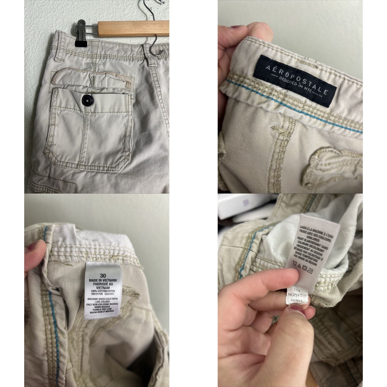 Vintage Aéropostale Mens Cargo Shorts Beige 30 Regular 10 Stains Cotton Size US 30 / EU 46 - 9 Thumbnail