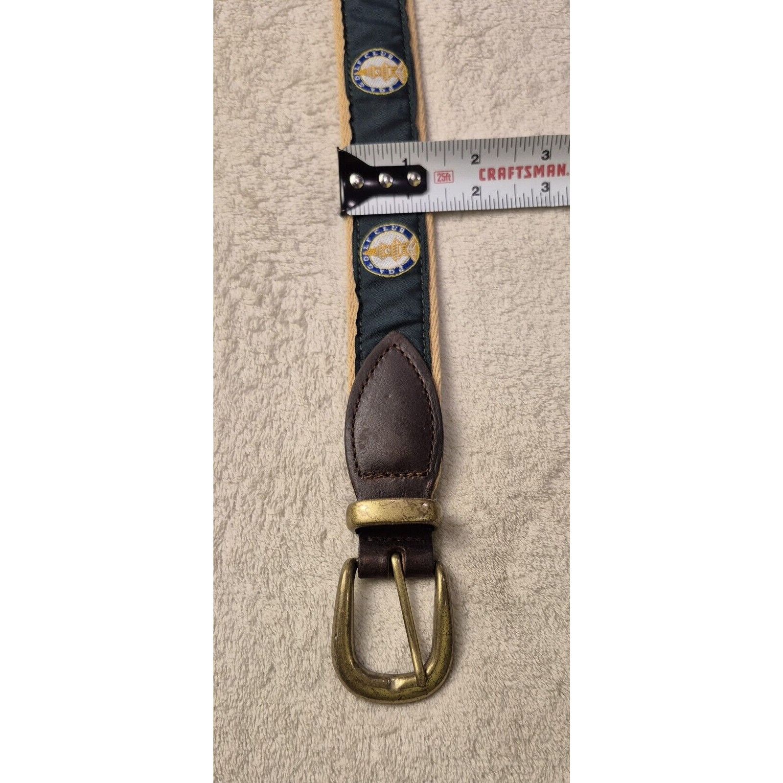 &Daughter YRI PGA Golf Embroidered Canvas & Leathe Belt Size 38/95 Size 38 - 3 Thumbnail