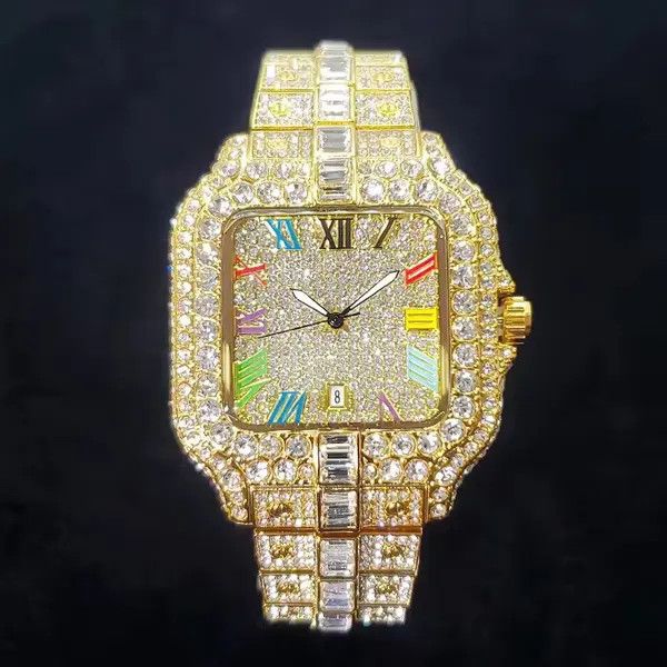 Jewelry Iced Out Square Colorful Number Watch Size ONE SIZE - 6 Thumbnail