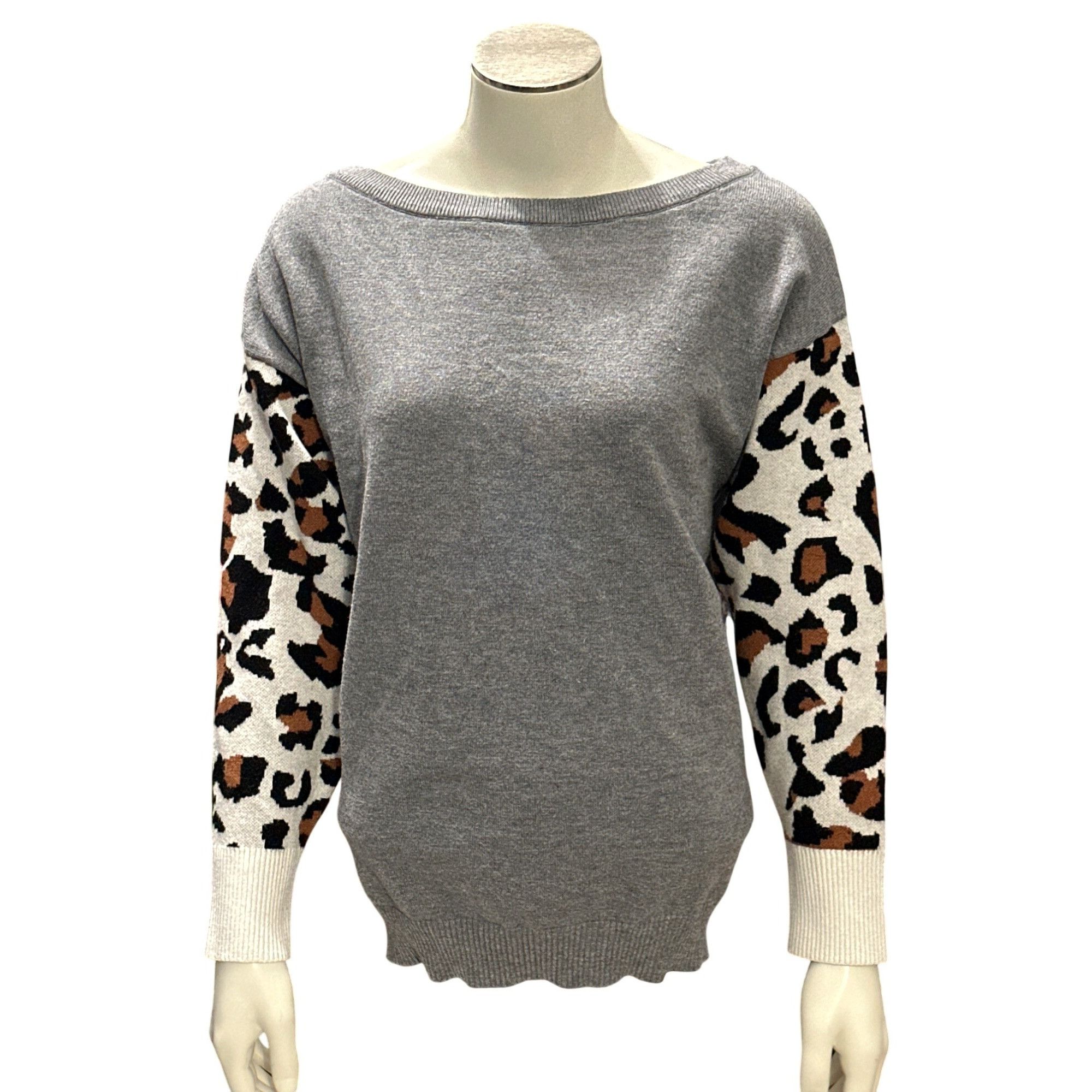 Other CCC Gray Leopard Print Sleeve Sweatshirt Size Medium Polyest Size M / US 6-8 / IT 42-44 - 1 Thumbnail