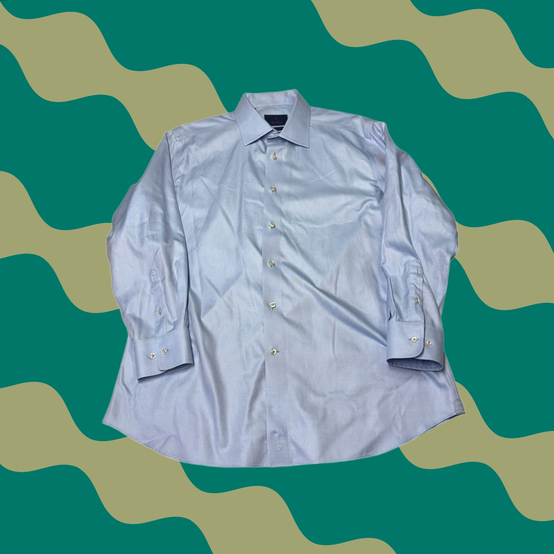 David Donahue David Donahue Dress Shirt Blue Twill Non-Iron Slim 17.5 32/33 Mens Shirt Size 48R - 1 Thumbnail