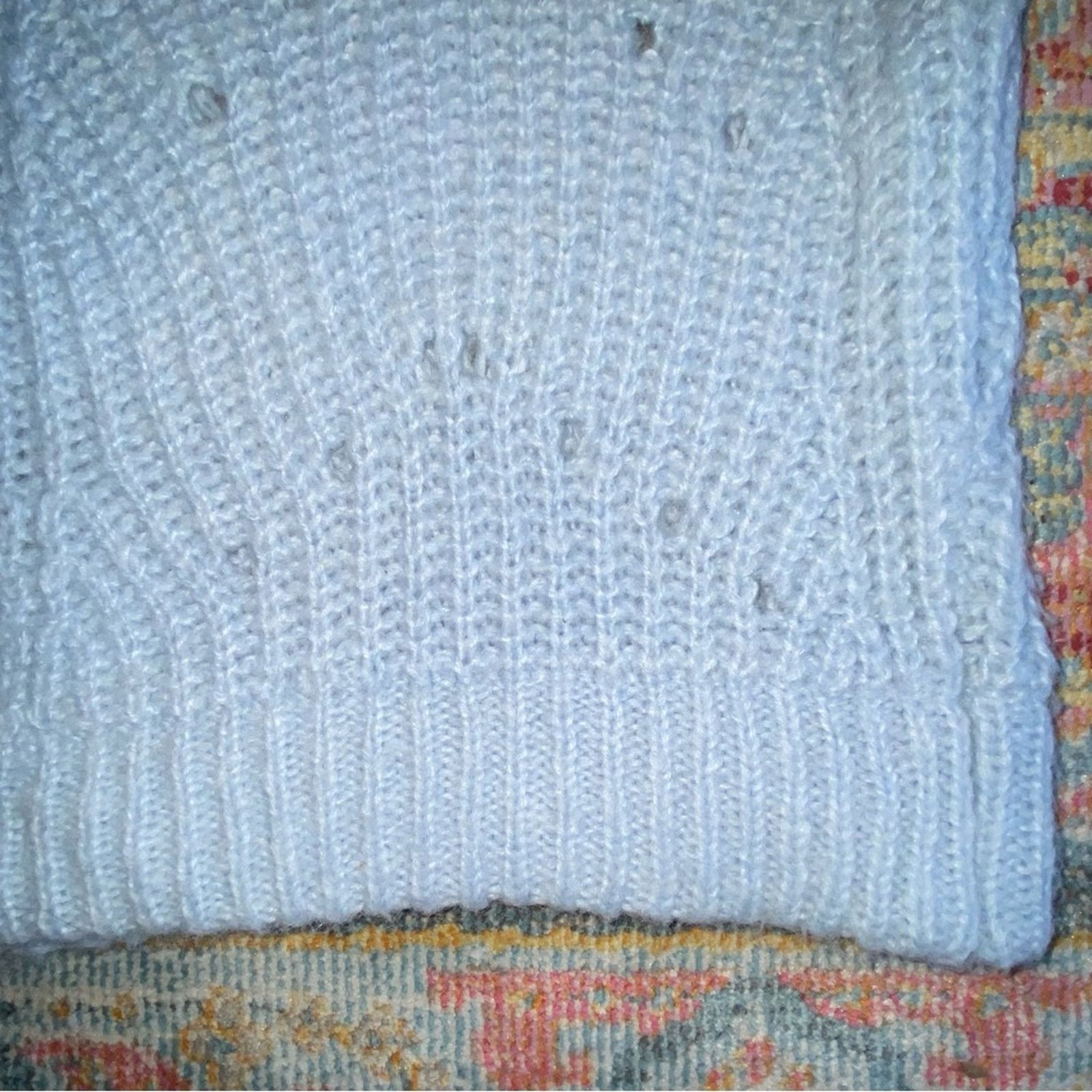 MOUSSY MOUSSY $320 Pale Blue Eyelet Volume Sleeve Sweater sz 1 Sm Size S / US 4 / IT 40 - 8 Thumbnail