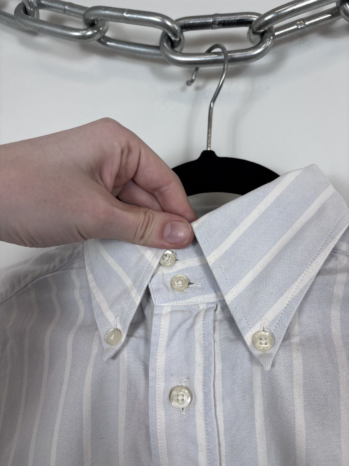 Etro Etro Milano Men’s White/Blue Striped Long Sleeve Shirt Size US L / EU 52-54 / 3 - 8 Thumbnail