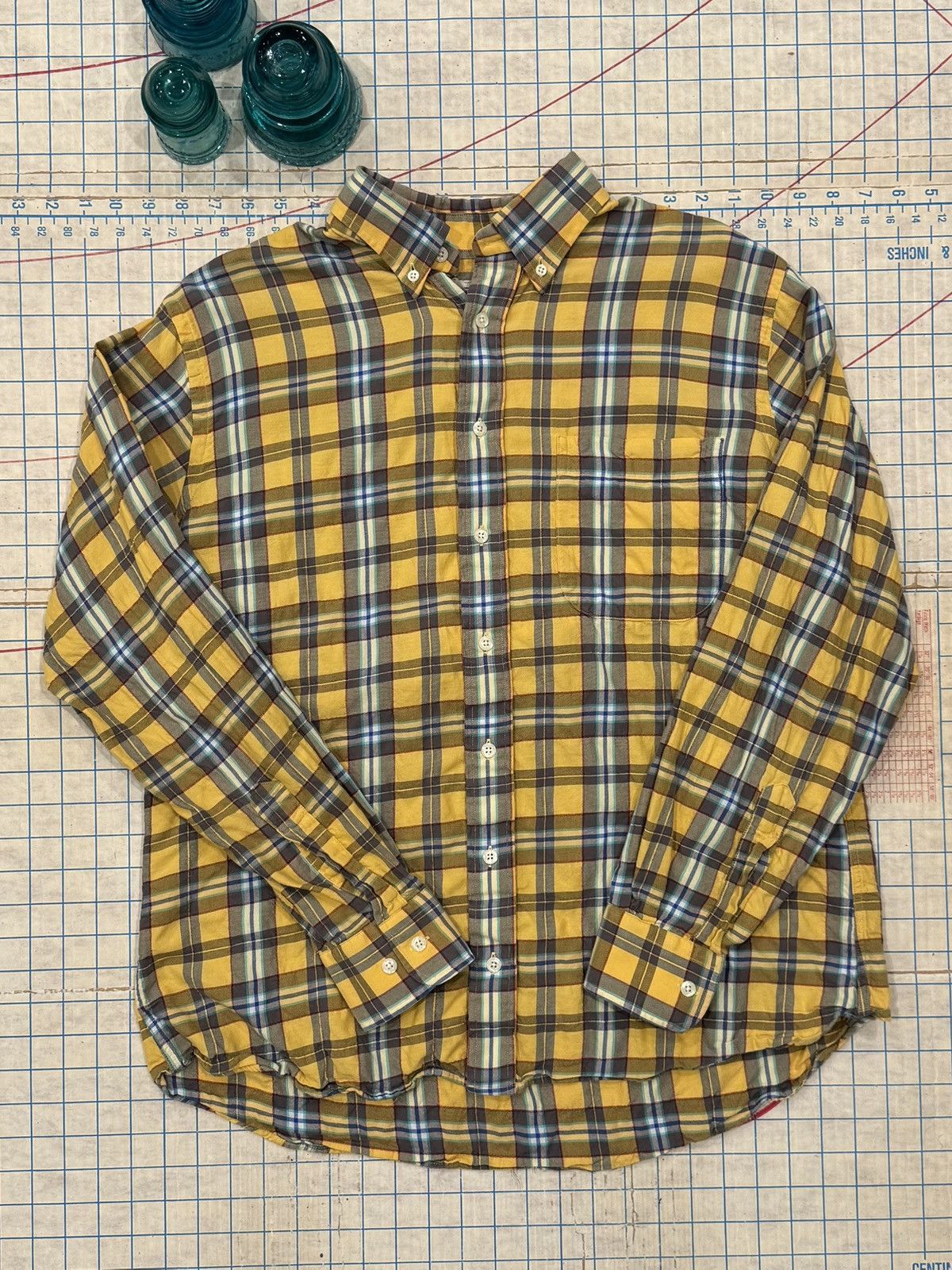 Gitman Bros. Gitman Bros Yellow Plaid Button Up Shirt Mens Size Large Size US L / EU 52-54 / 3 - 4 Thumbnail